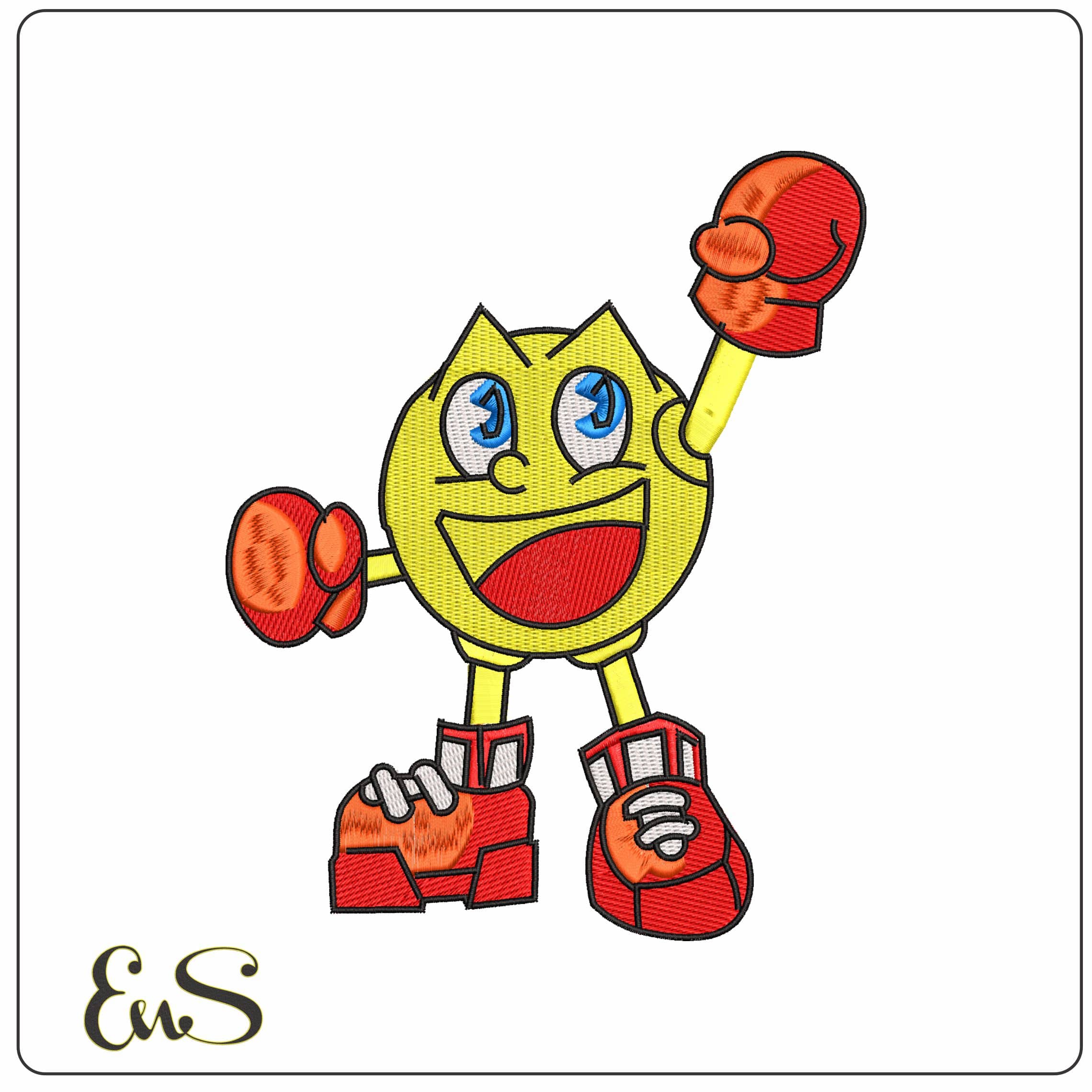 Packman Boxing  - Elegant embroidery design file - instant download