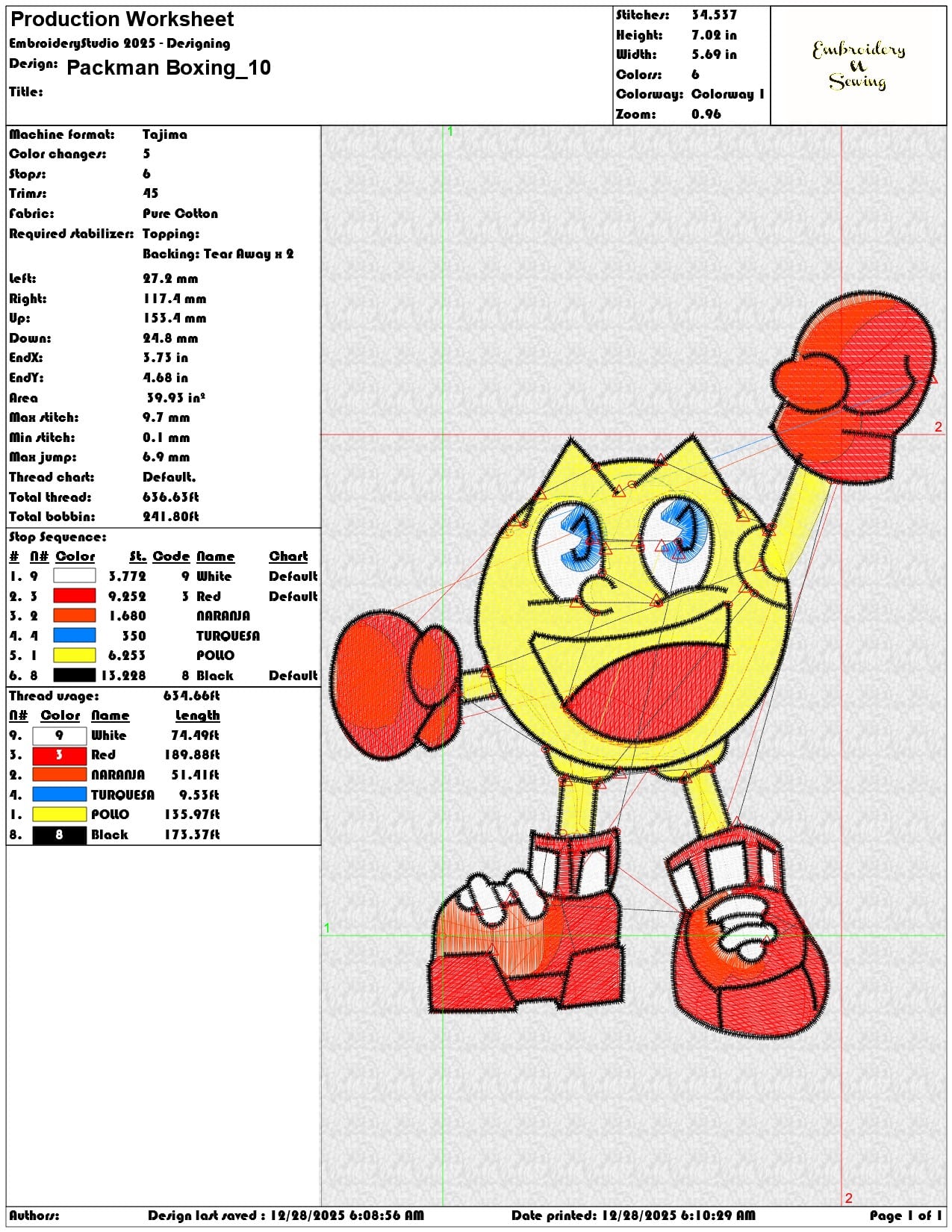 Packman Boxing  - Elegant embroidery design file - instant download — view 3