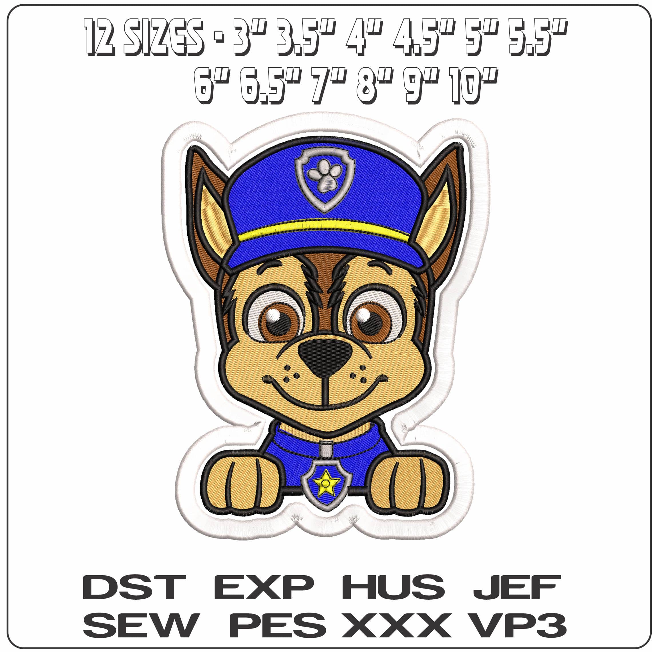 Paw Chase Patch Paw Patrol  - Elegant embroidery design file - instant download — view 2