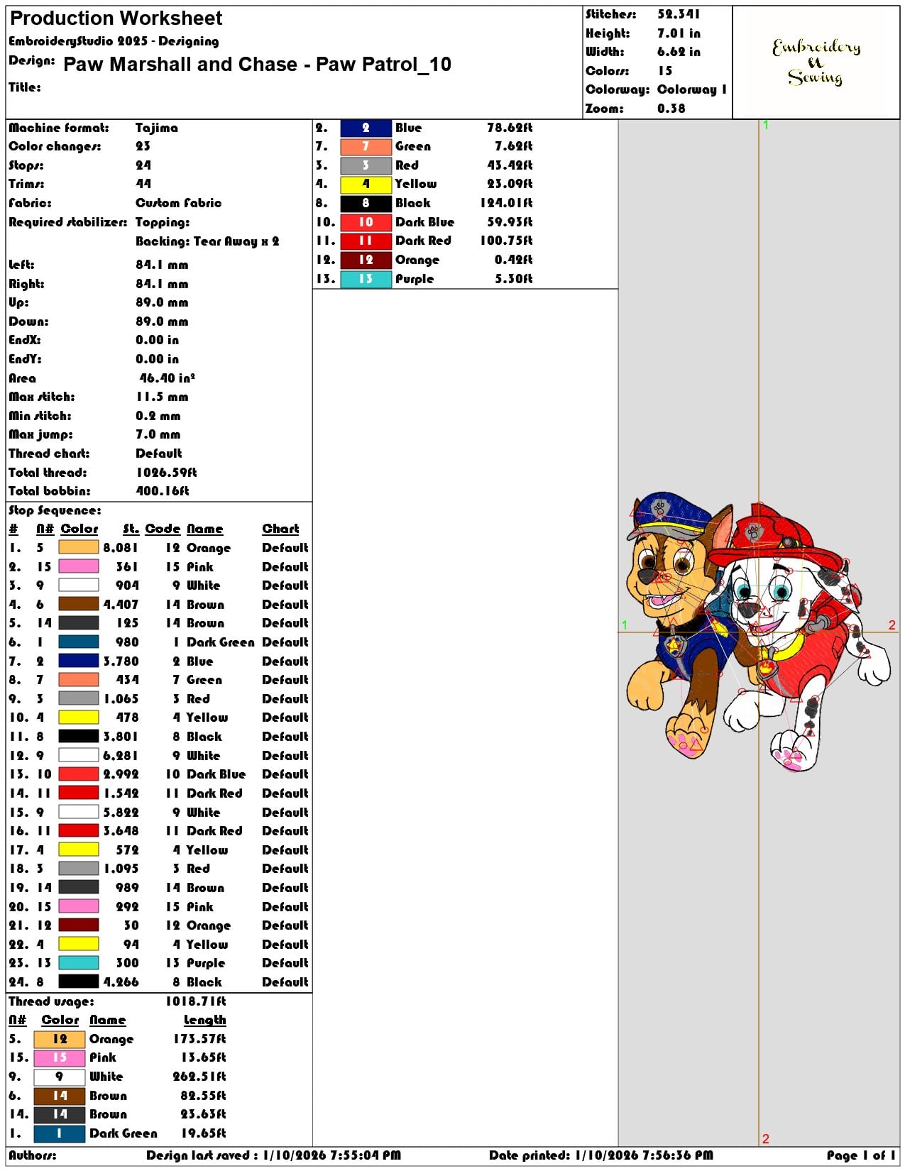 Paw Marshall and Chase Paw Patrol  - Elegant embroidery design file - instant download — view 3