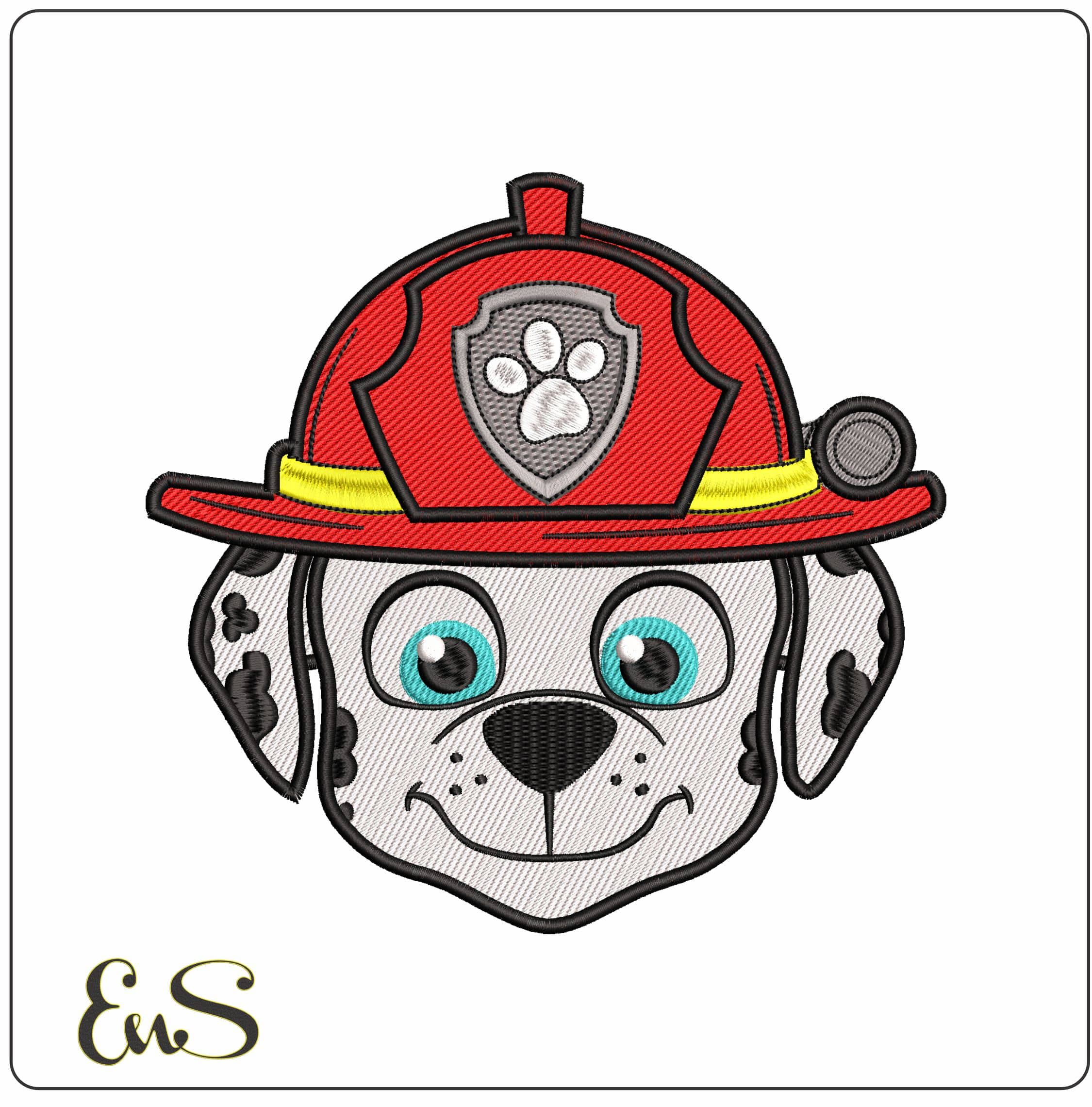 Paw Marshall Head Paw Patrol  - Elegant embroidery design file - instant download