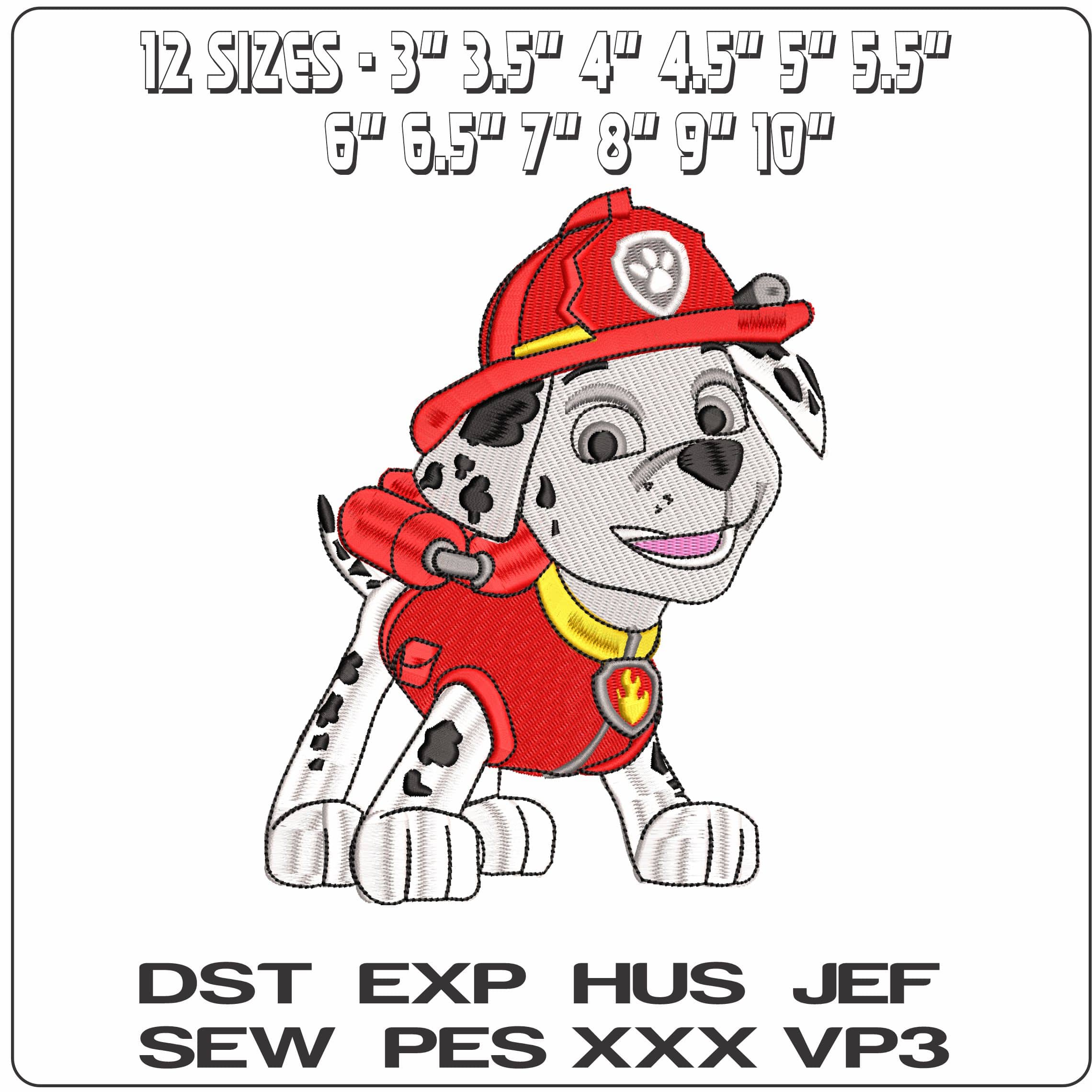 Paw Marshall Ready to Go Paw Patrol  - Elegant embroidery design file - instant download — view 2