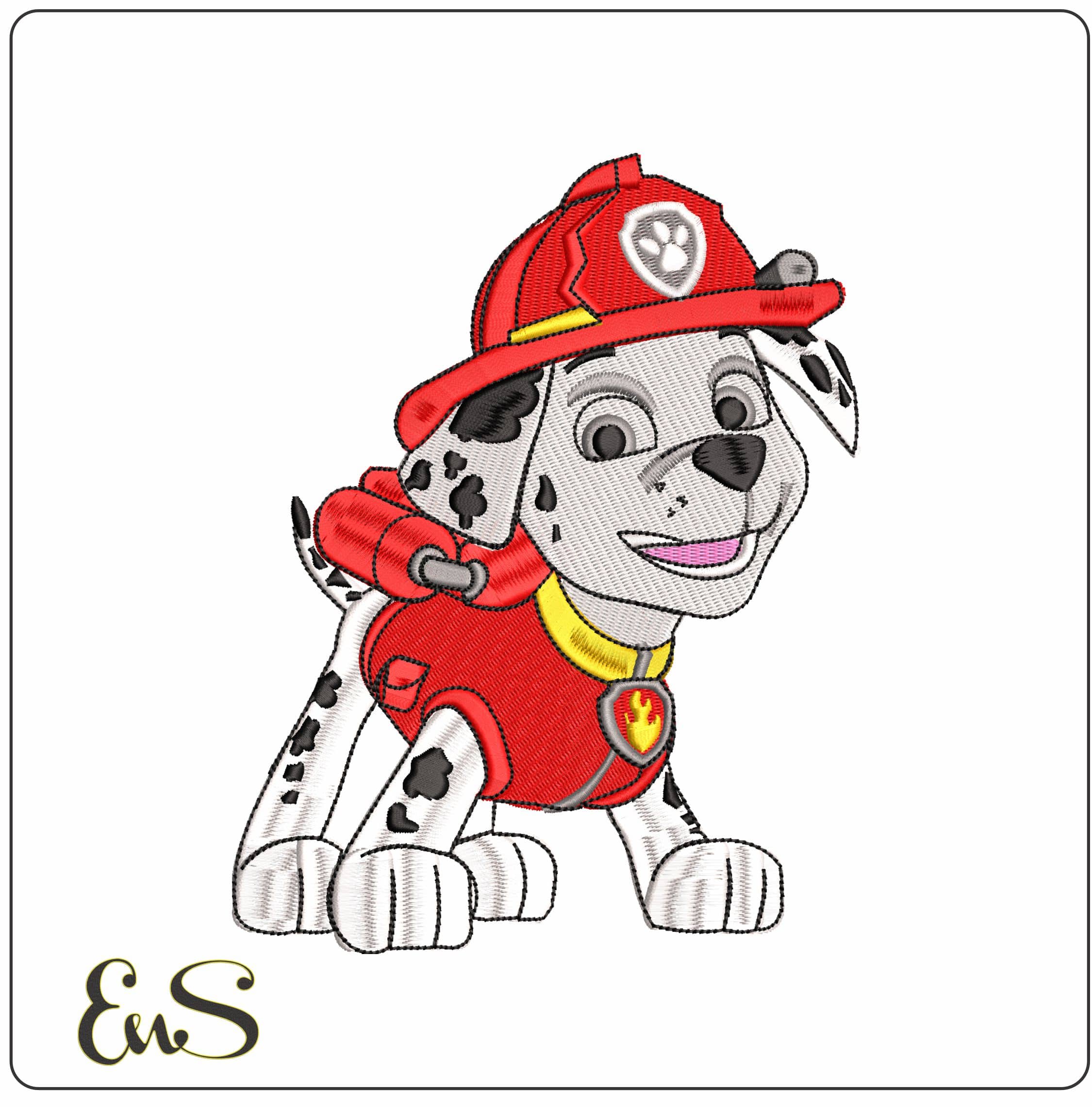 Paw Marshall Ready to Go Paw Patrol  - Elegant embroidery design file - instant download