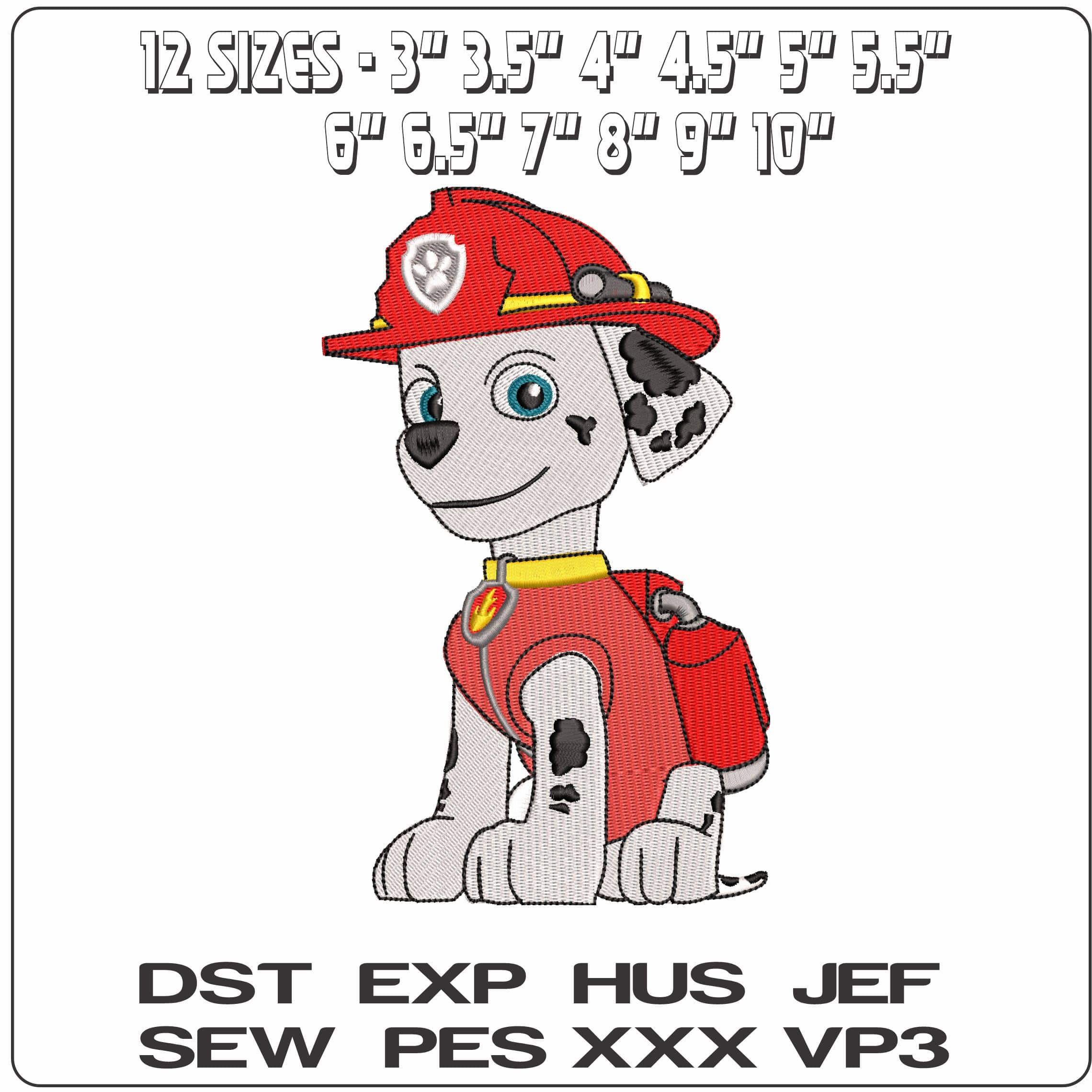 Paw Marshall Sitting Paw Patrol  - Elegant embroidery design file - instant download — view 2