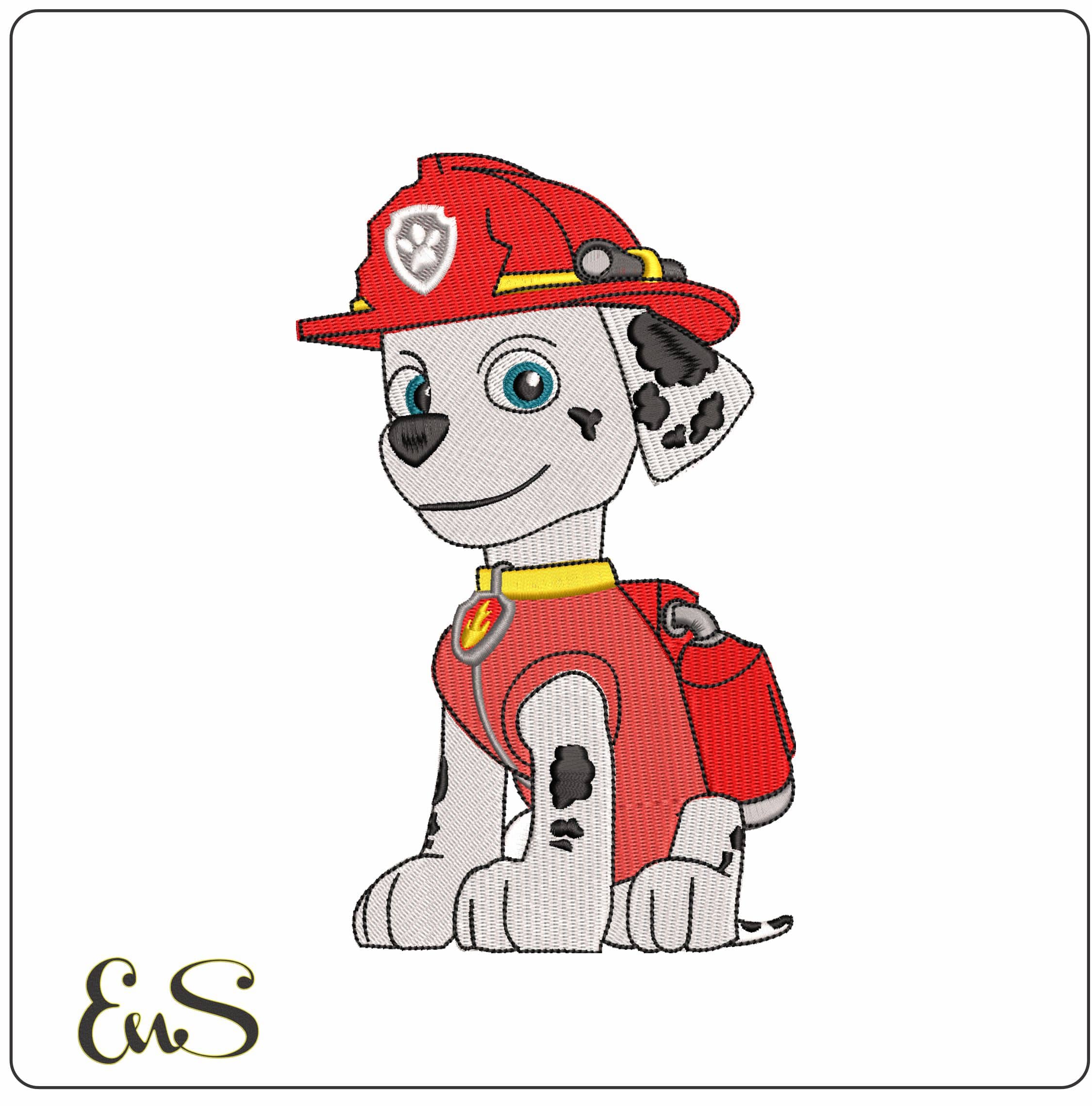 Paw Marshall Sitting Paw Patrol  - Elegant embroidery design file - instant download