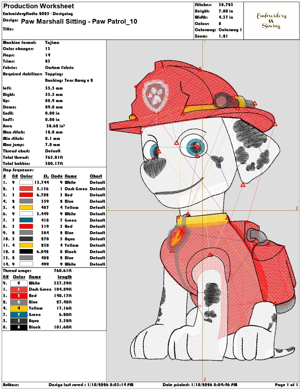 Paw Marshall Sitting Paw Patrol  - Elegant embroidery design file - instant download — view 3