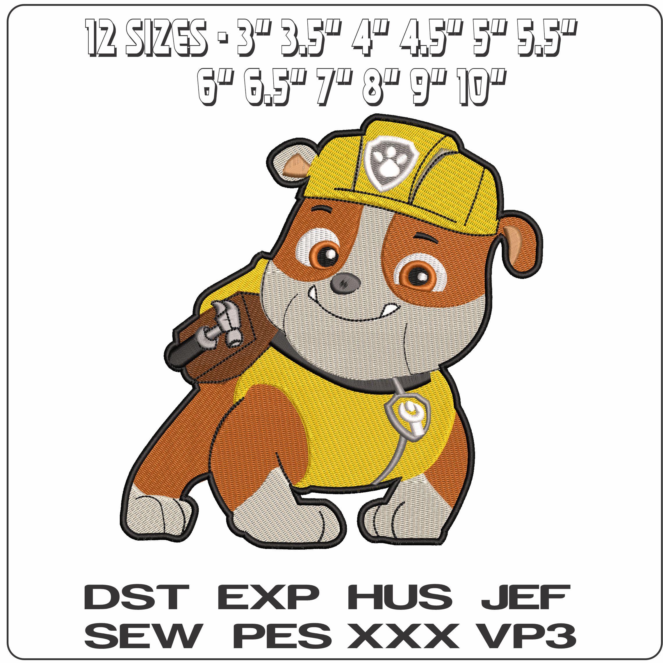 Paw Rabol Paw Patrol  - Elegant embroidery design file - instant download — view 2