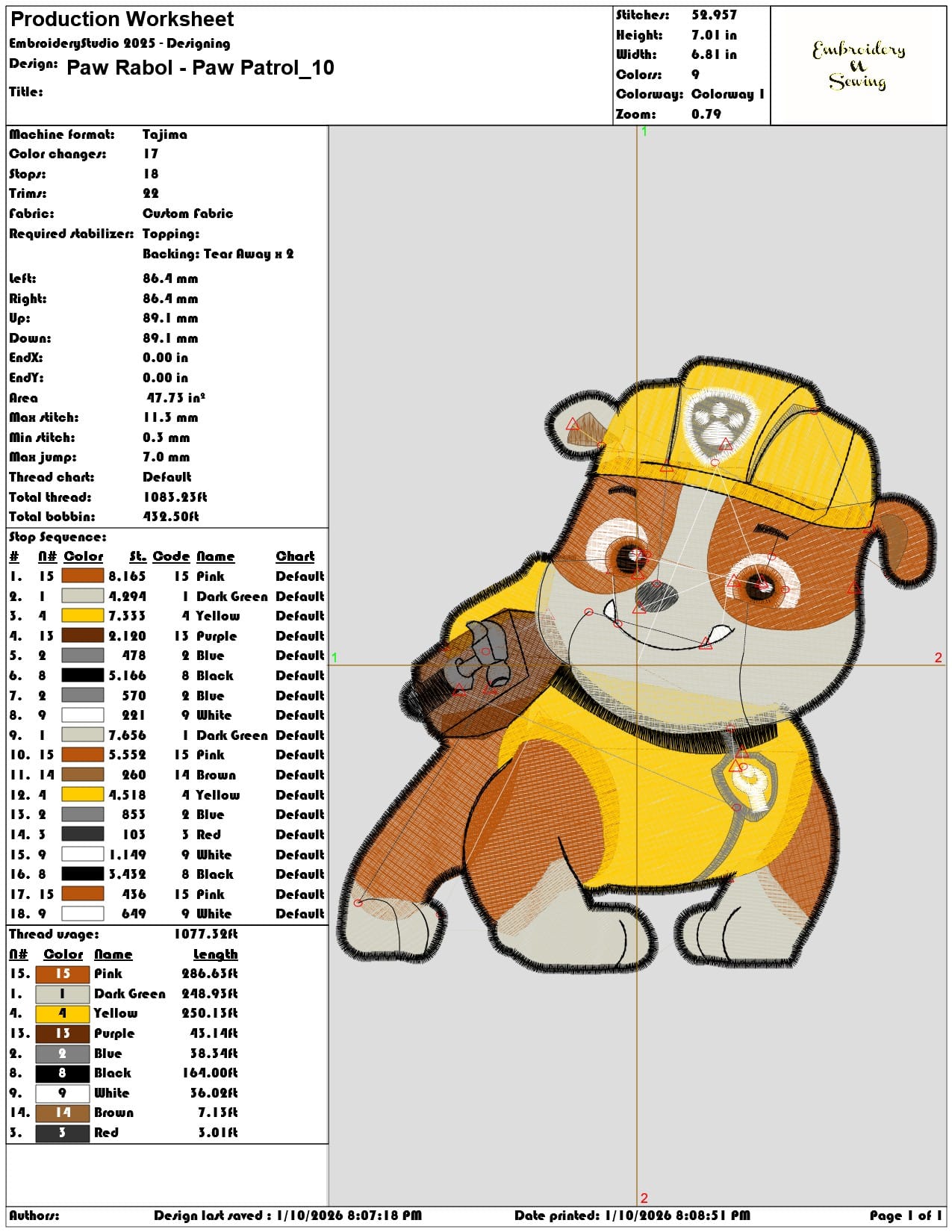 Paw Rabol Paw Patrol  - Elegant embroidery design file - instant download — view 3