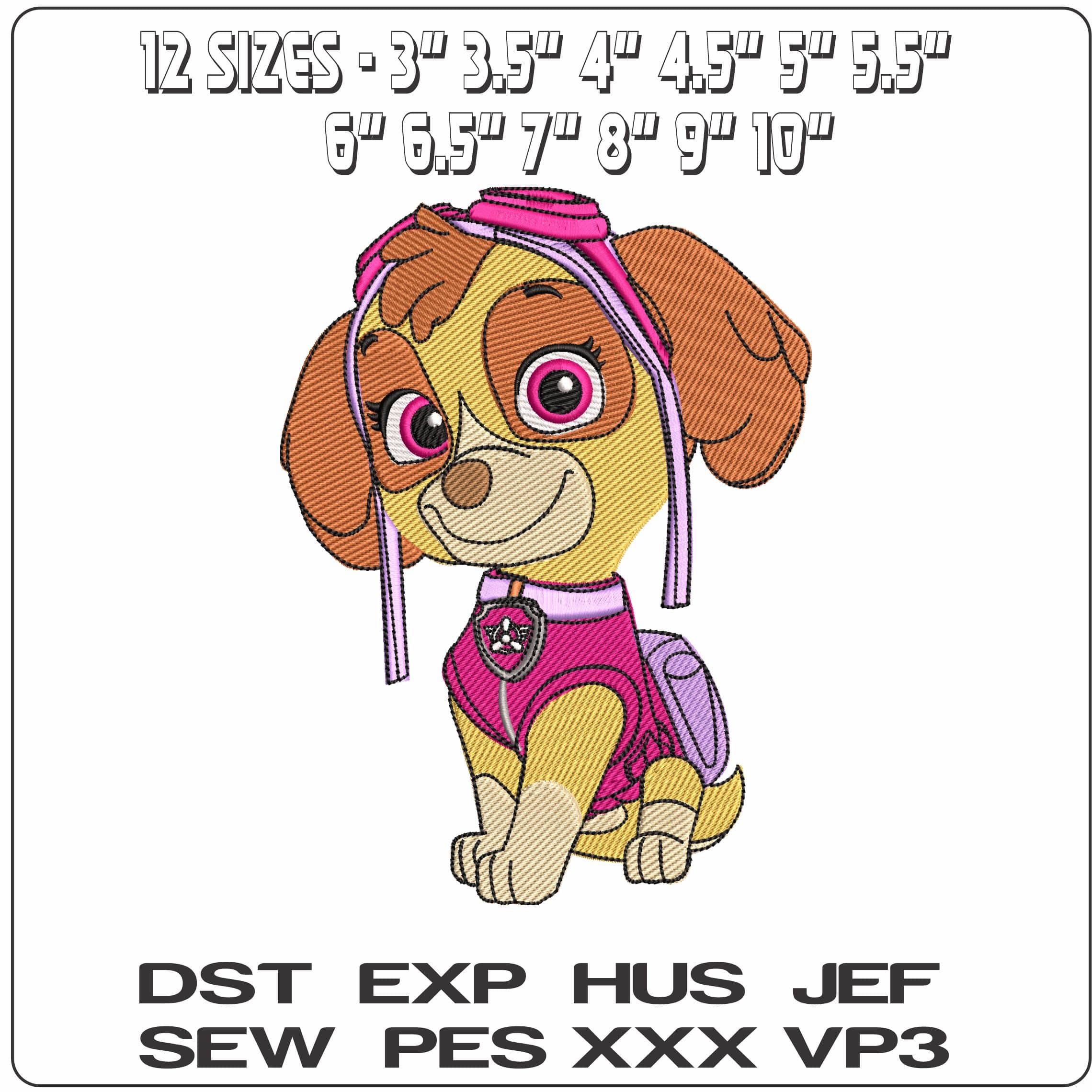 Paw Skye Paw Patrol  - Elegant embroidery design file - instant download — view 2