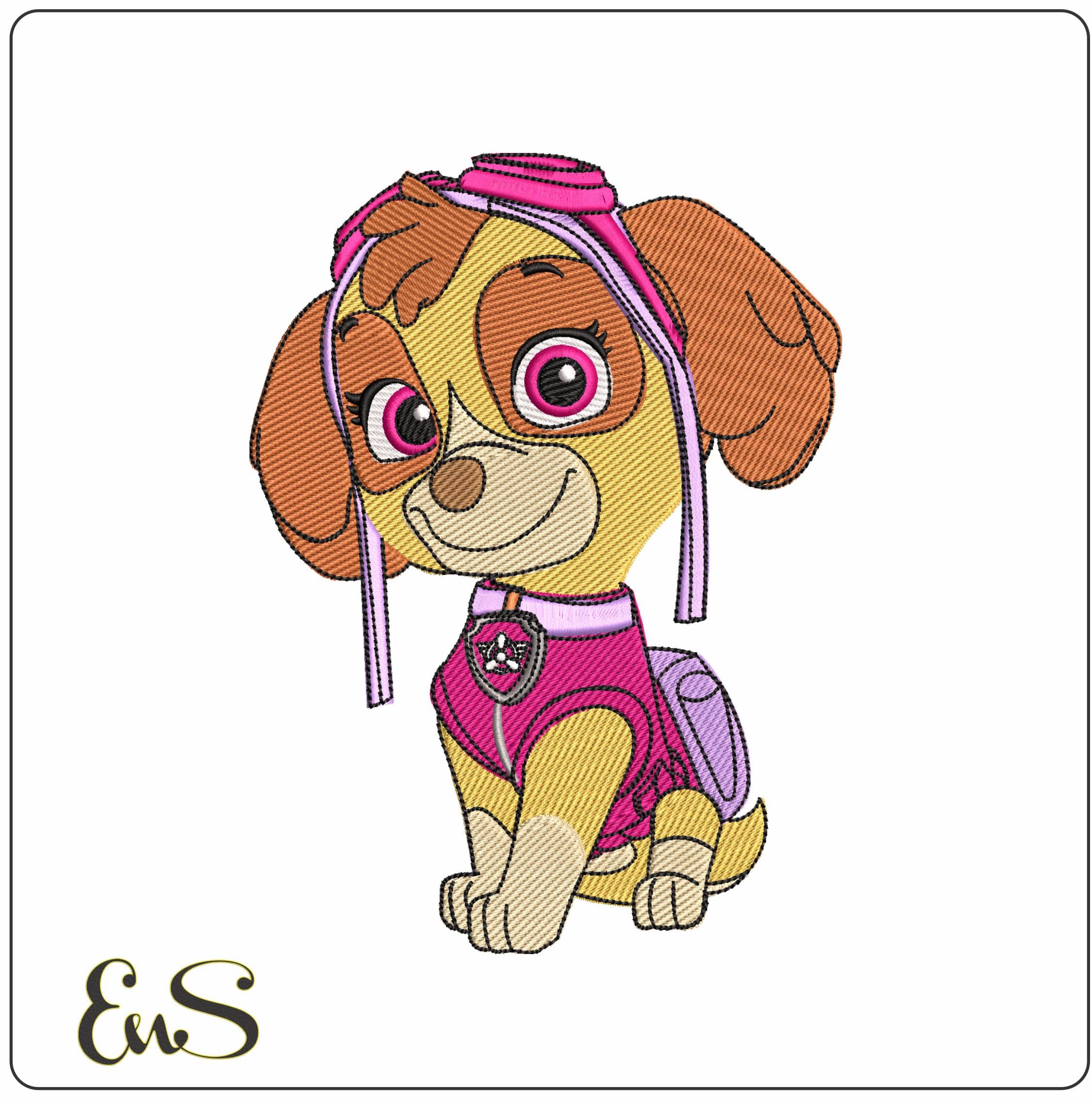 Paw Skye Paw Patrol  - Elegant embroidery design file - instant download