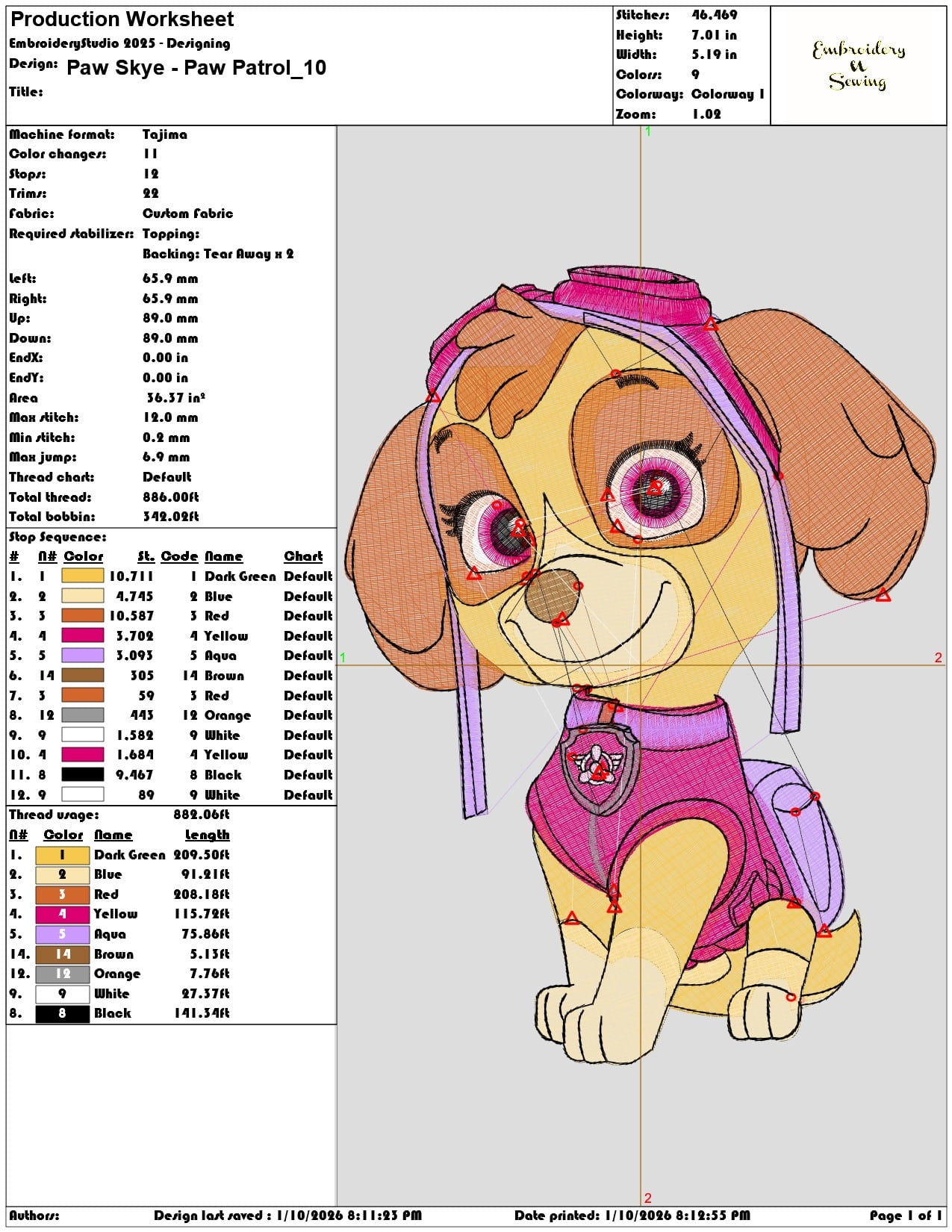 Paw Skye Paw Patrol  - Elegant embroidery design file - instant download — view 3
