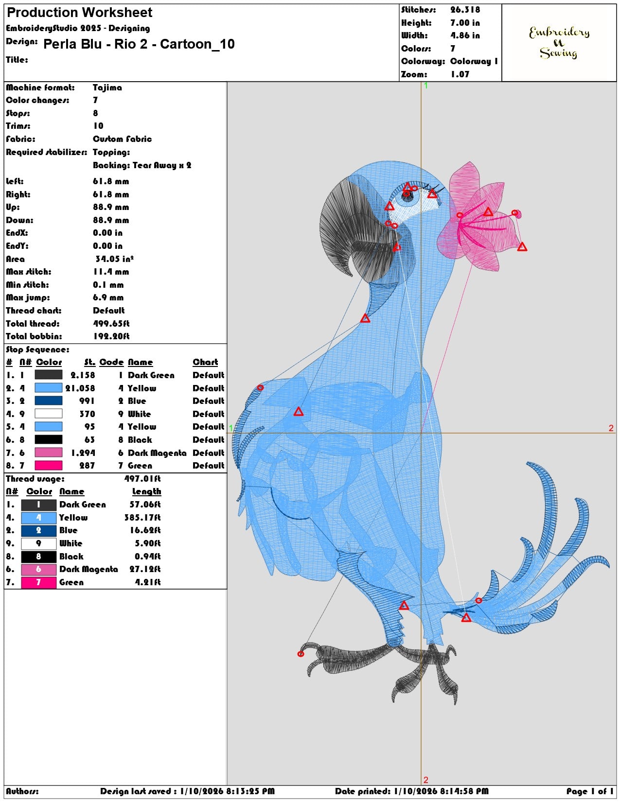 Perla Blu Rio 2 Cartoon  - Elegant embroidery design file - instant download — view 3