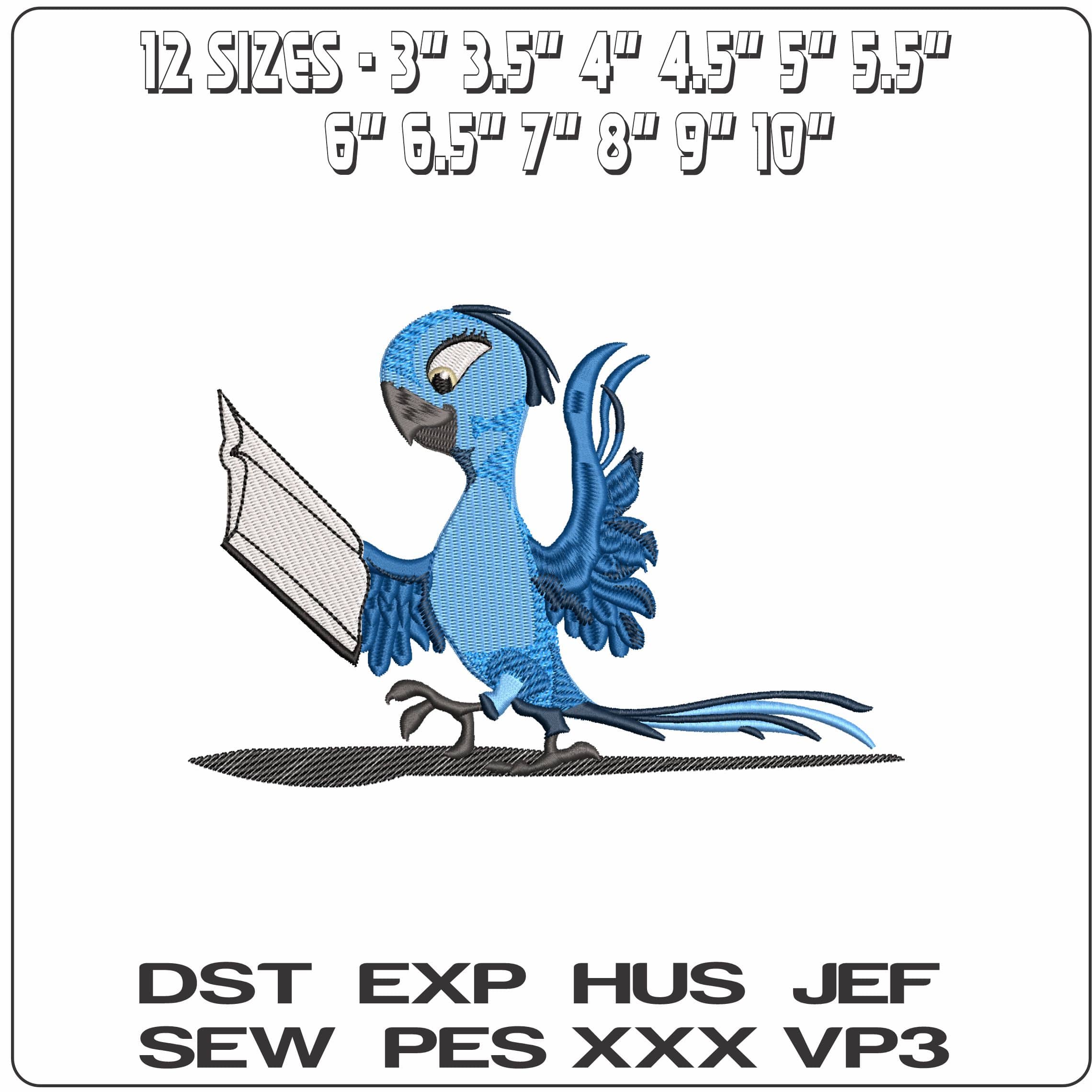 Perla Blu Reading Rio 2 Cartoon  - Elegant embroidery design file - instant download — view 2