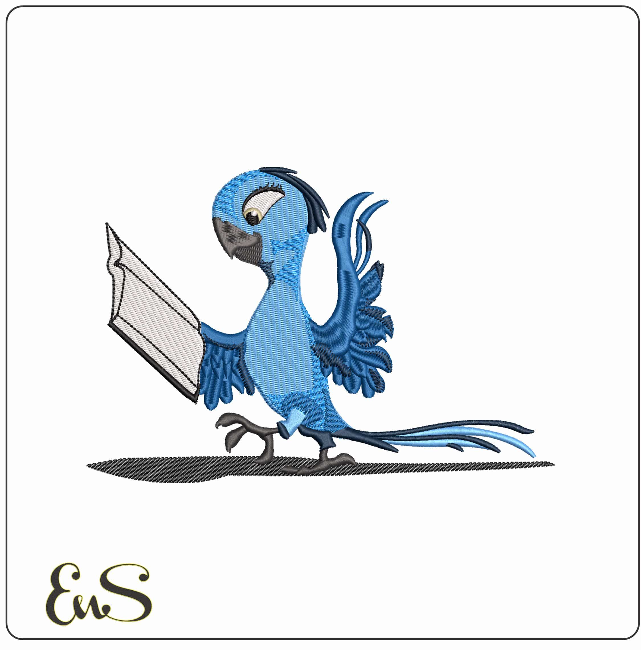 Perla Blu Reading Rio 2 Cartoon  - Elegant embroidery design file - instant download
