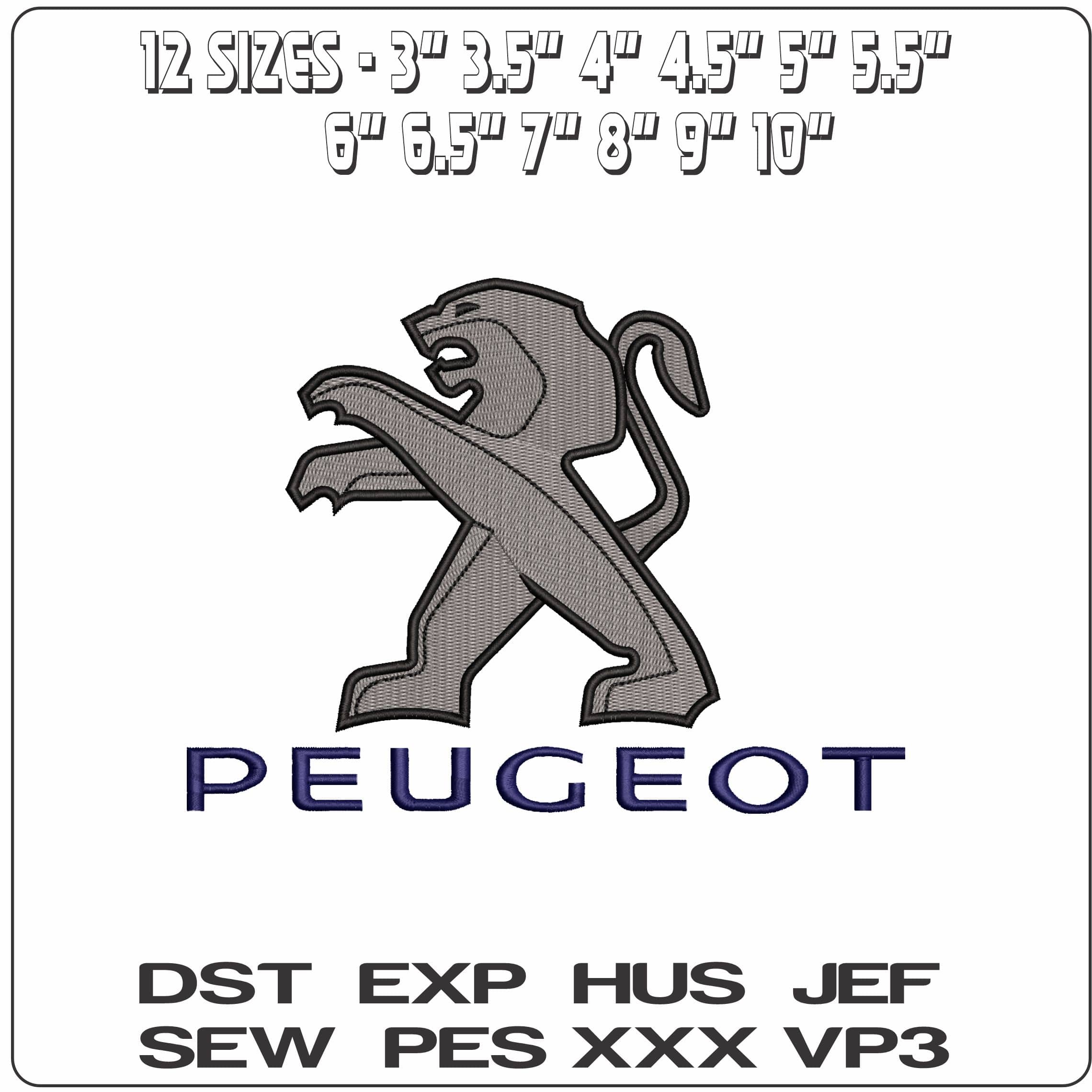 Peugeot Lion  - Elegant embroidery design file - instant download — view 2