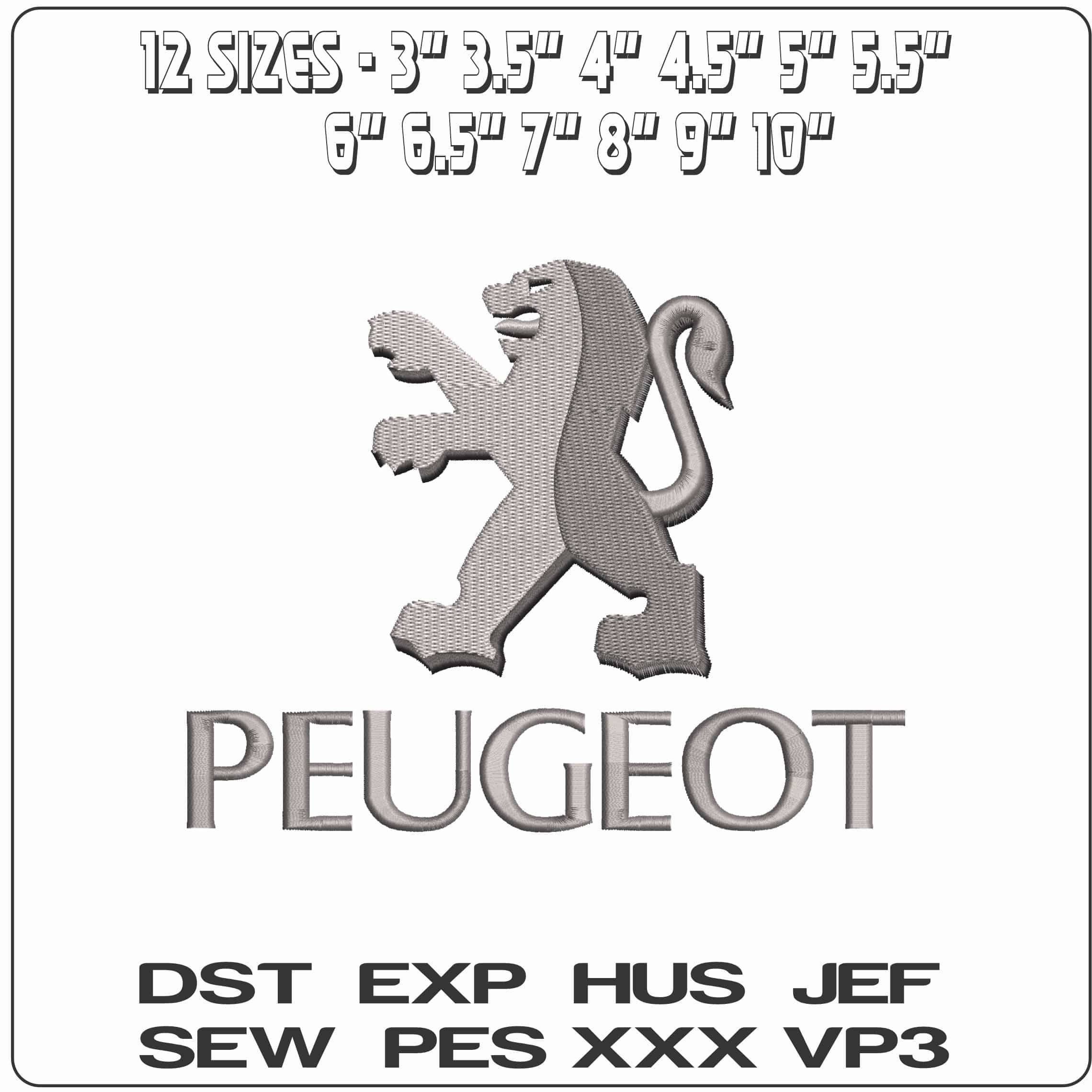 Peugeot Lion Shadow  - Elegant embroidery design file - instant download — view 2