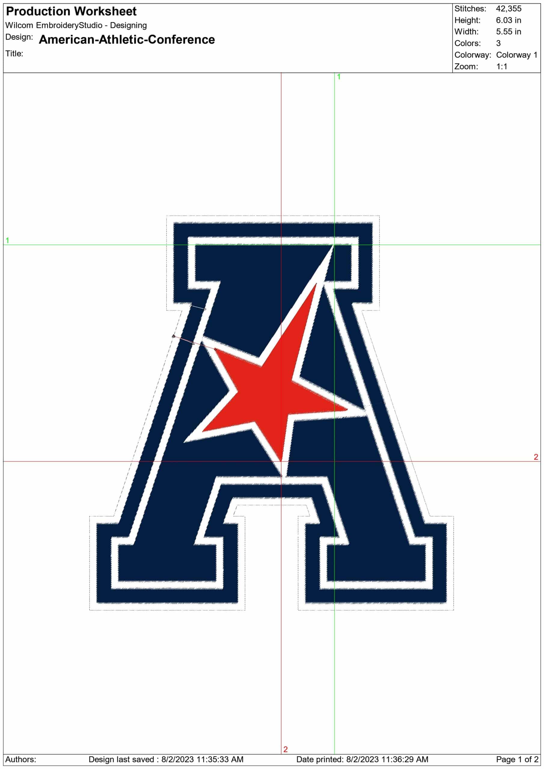 Am Athletic Conf embroidery design - A A C Logo embroidery machine pattern embroidery file - instant download — view 2
