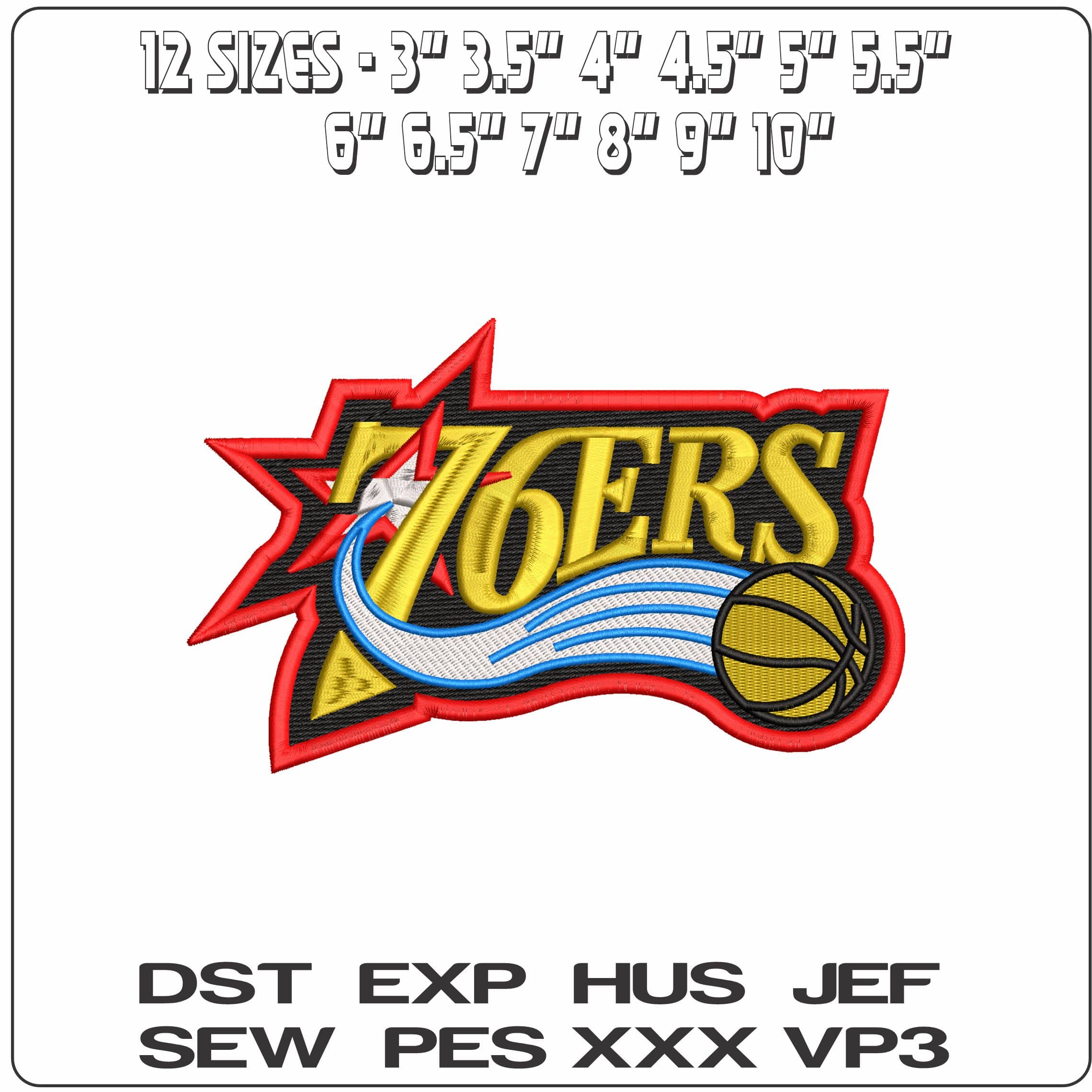 Philadelphia 76ers   - Elegant embroidery design file - instant download — view 2
