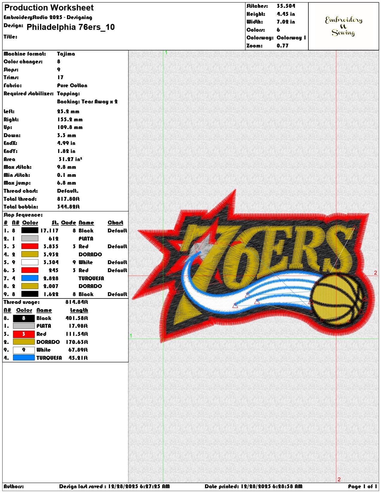 Philadelphia 76ers   - Elegant embroidery design file - instant download — view 3