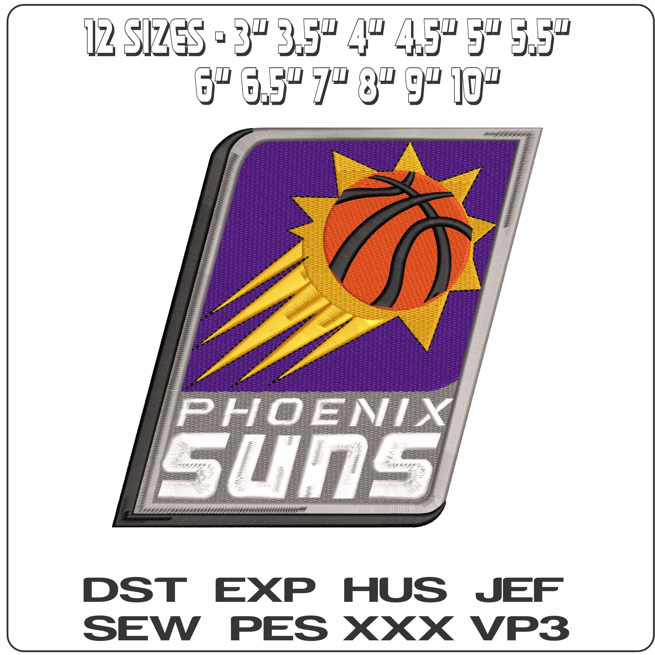 Phoenix Suns   - Elegant embroidery design file - instant download — view 2