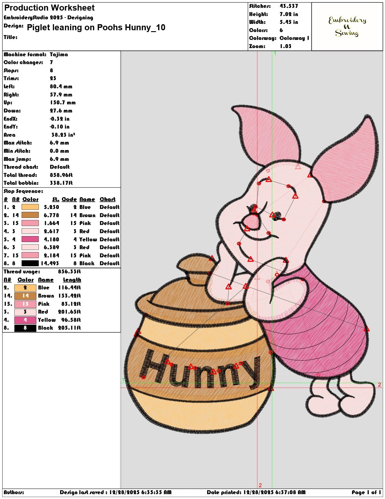 Piglet leaning on Poohs Hunny   - Elegant embroidery design file - instant download — view 3