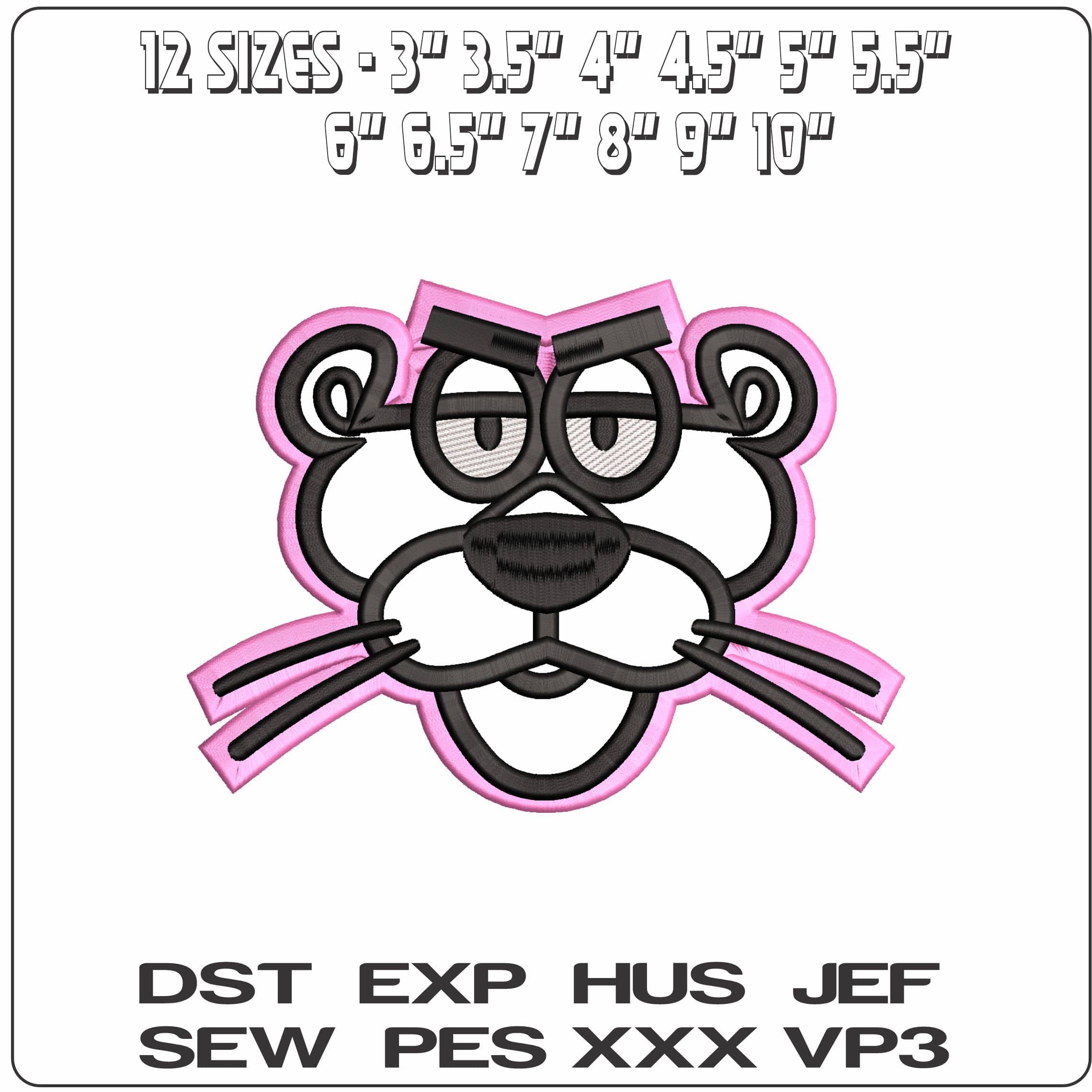 Pink Panther Face   - Elegant embroidery design file - instant download — view 2
