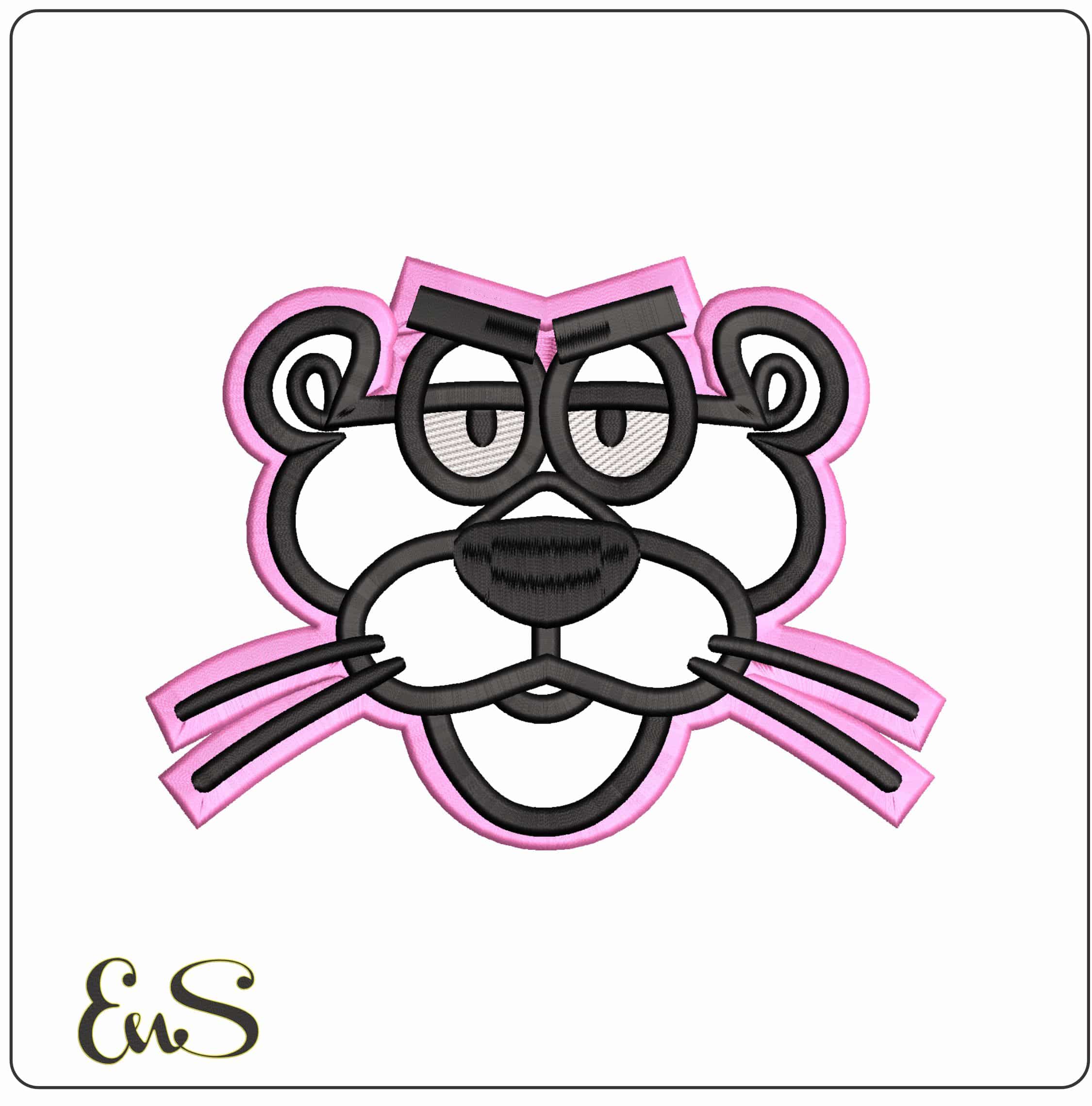 Pink Panther Face   - Elegant embroidery design file - instant download