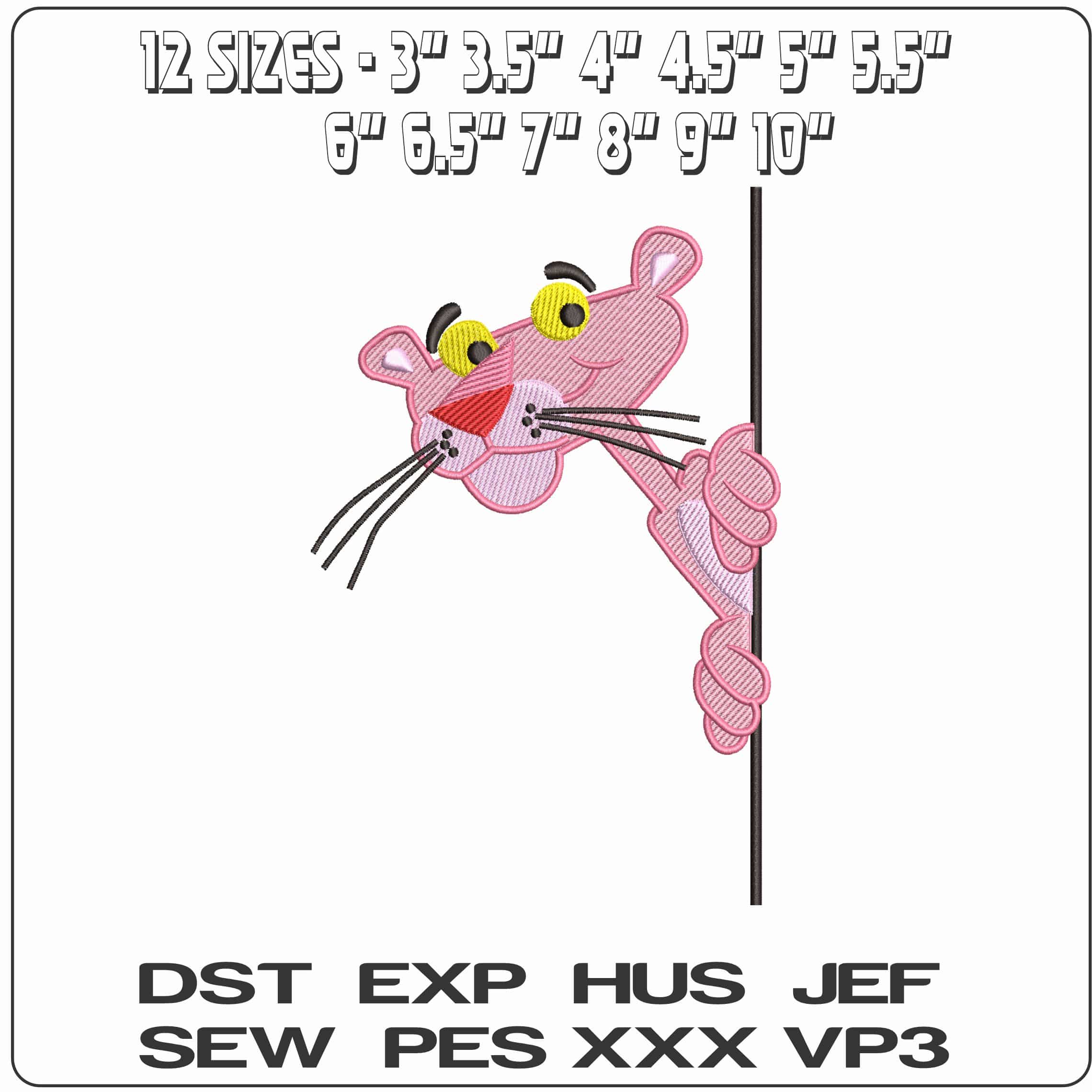 Pink Panther round Door Cartoon  - Elegant embroidery design file - instant download — view 2
