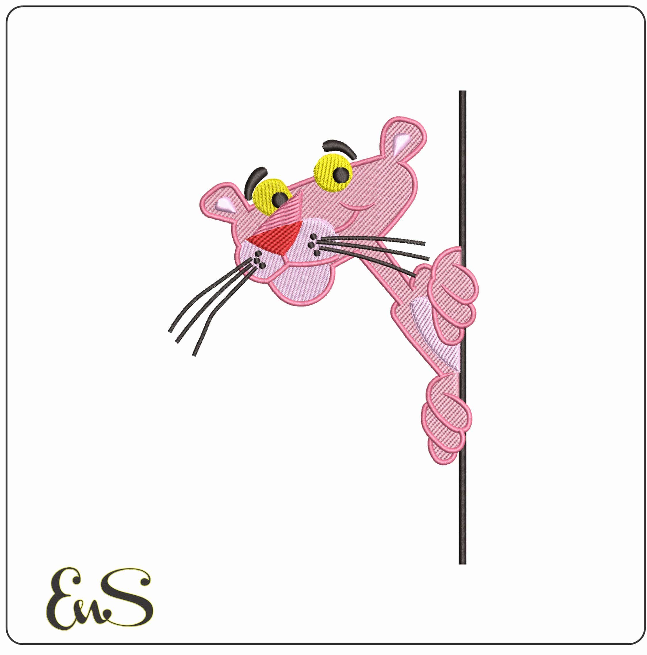 Pink Panther round Door Cartoon  - Elegant embroidery design file - instant download