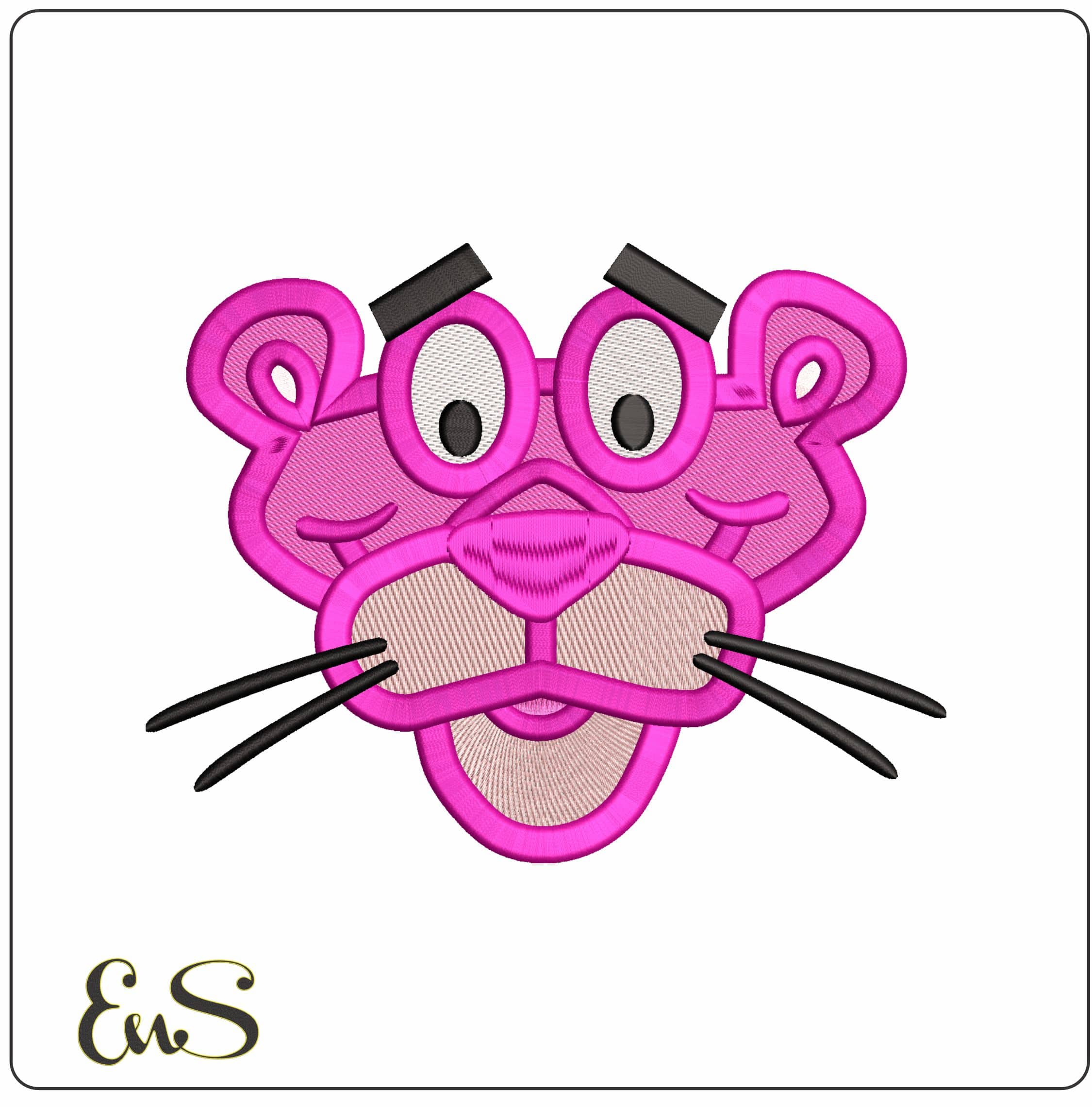 Pink Panther Smilie Face  - Elegant embroidery design file - instant download