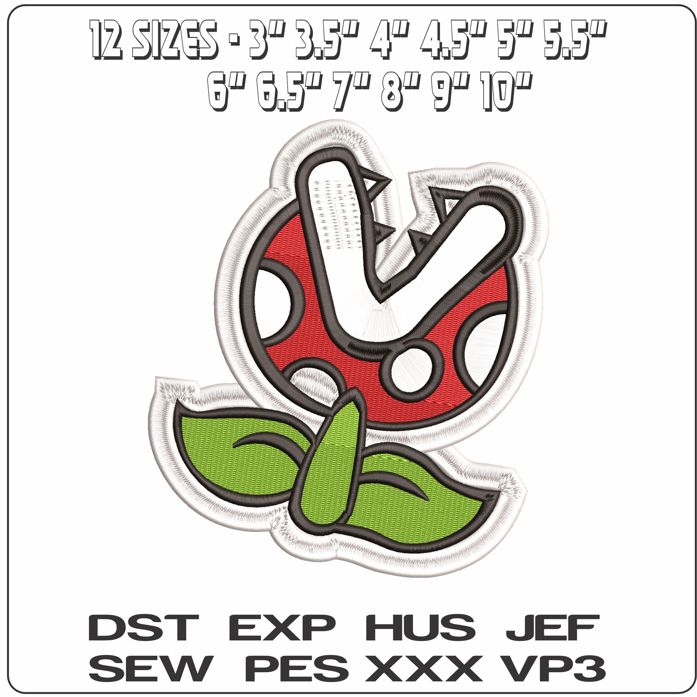 Piranha Plant Super Mario Bros  - Elegant embroidery design file - instant download — view 2