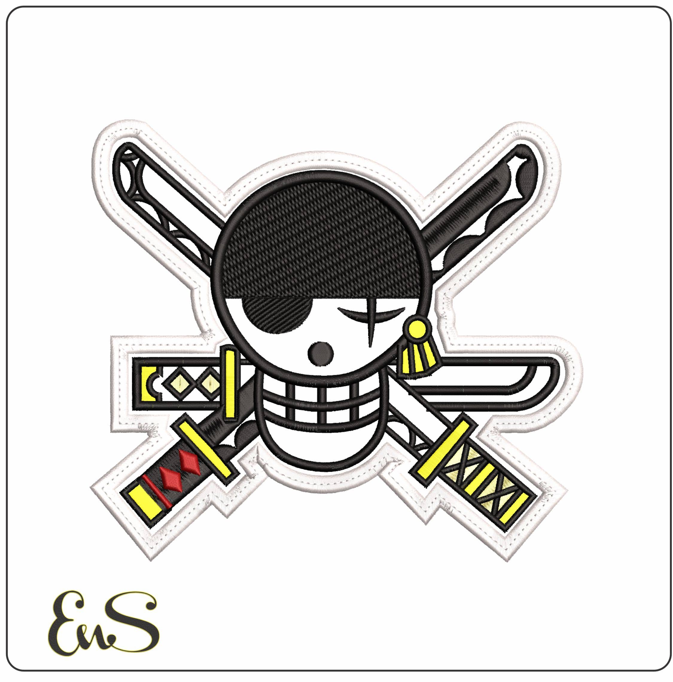 Pirate Skull Logo Patch One Piece Anime  - Elegant embroidery design file - instant download