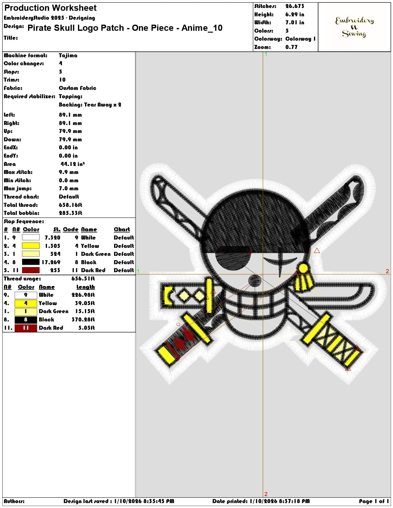 Pirate Skull Logo Patch One Piece Anime  - Elegant embroidery design file - instant download — view 3