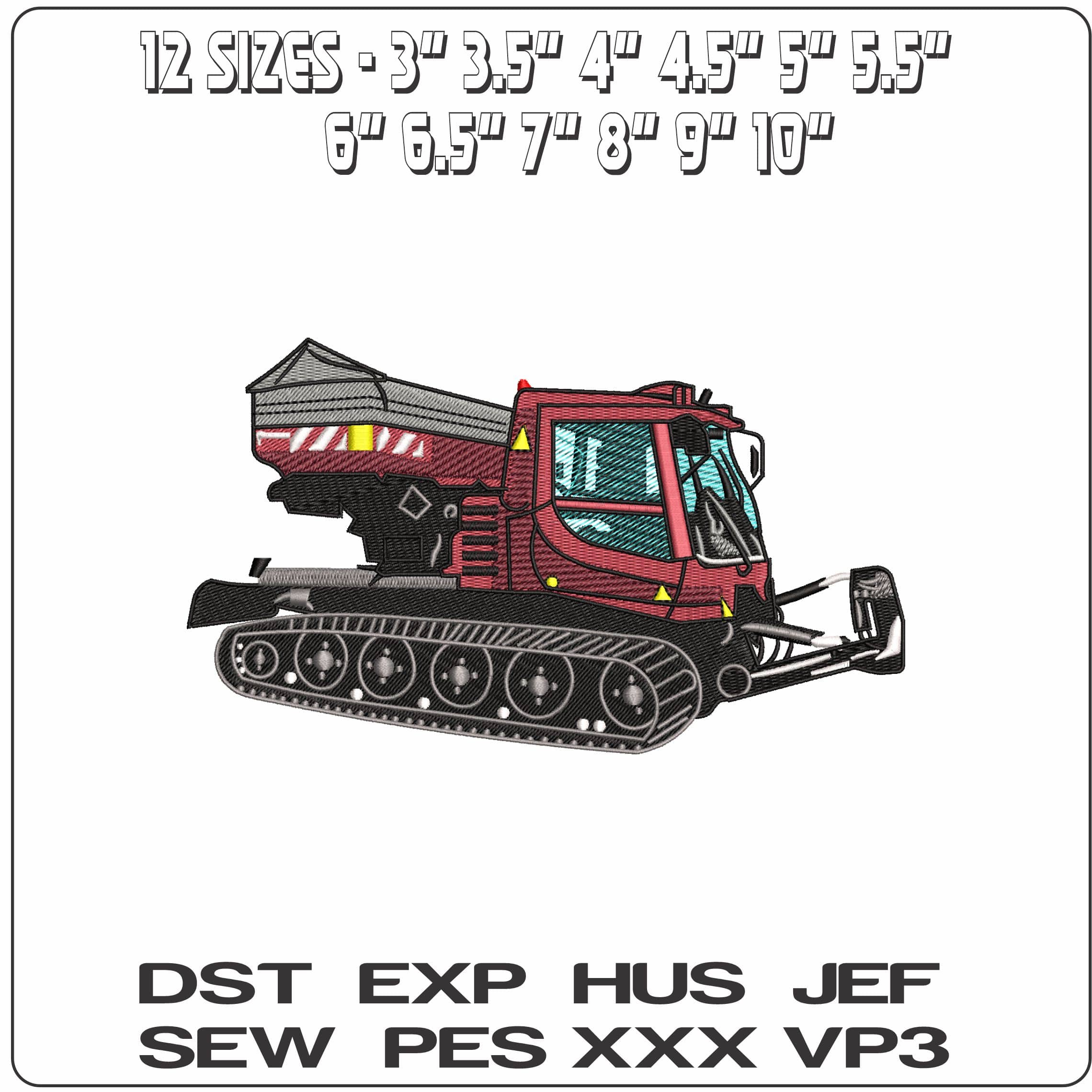 Pisten Bully 300 Snow Groomer  - Elegant embroidery design file - instant download — view 2