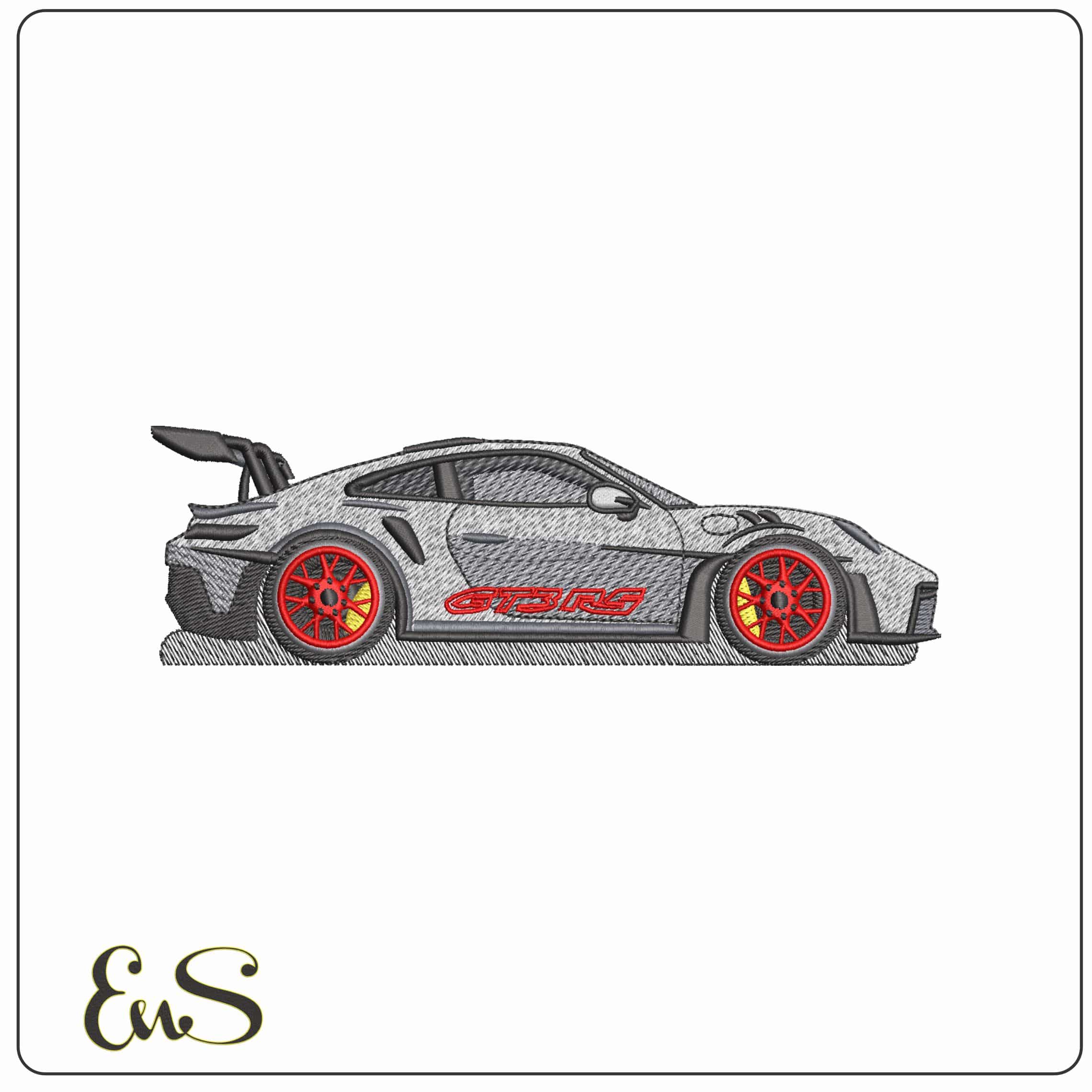 Porsche GT3RS side on  - Elegant embroidery design file - instant download