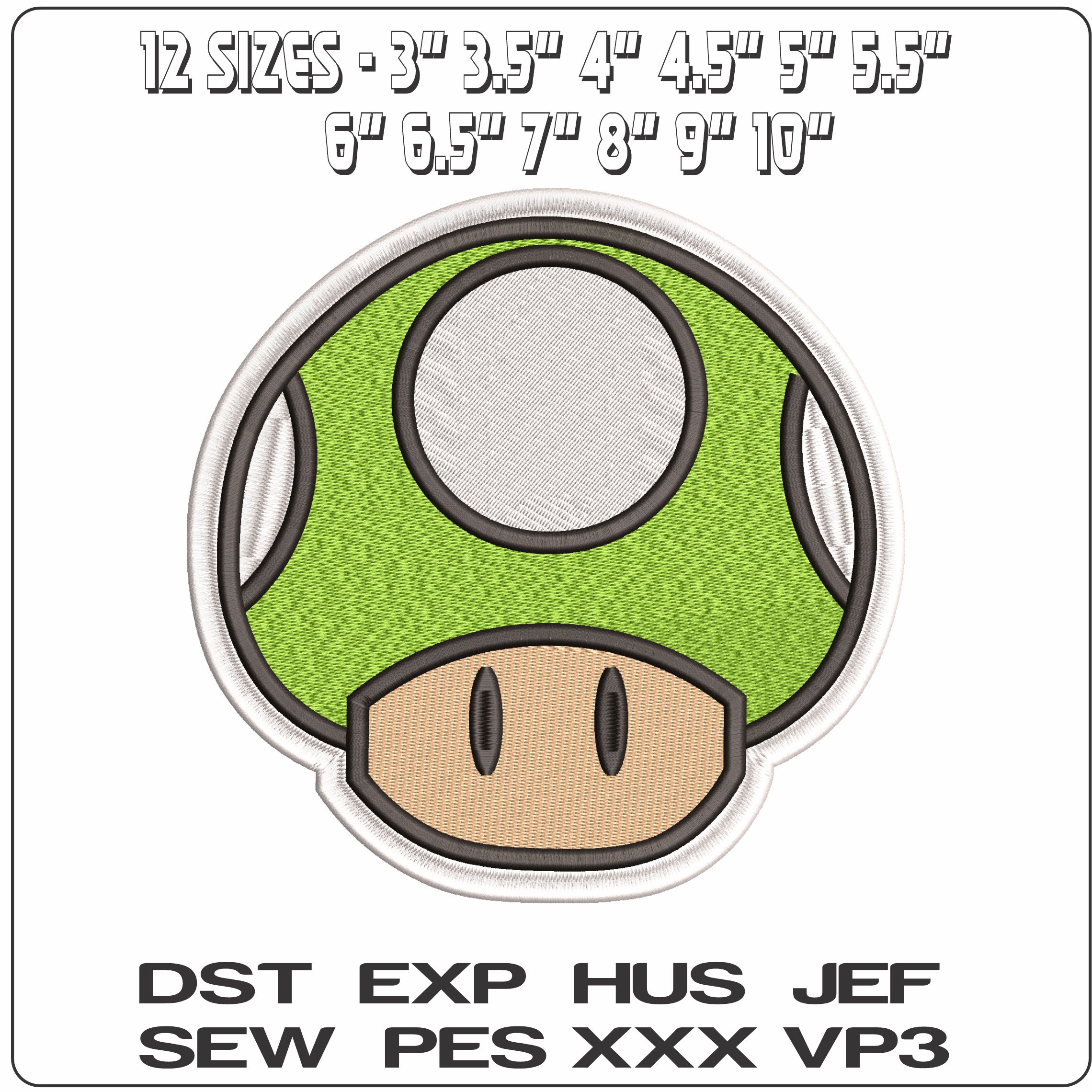 Power Up Mushroom Mario Bros  - Elegant embroidery design file - instant download — view 2