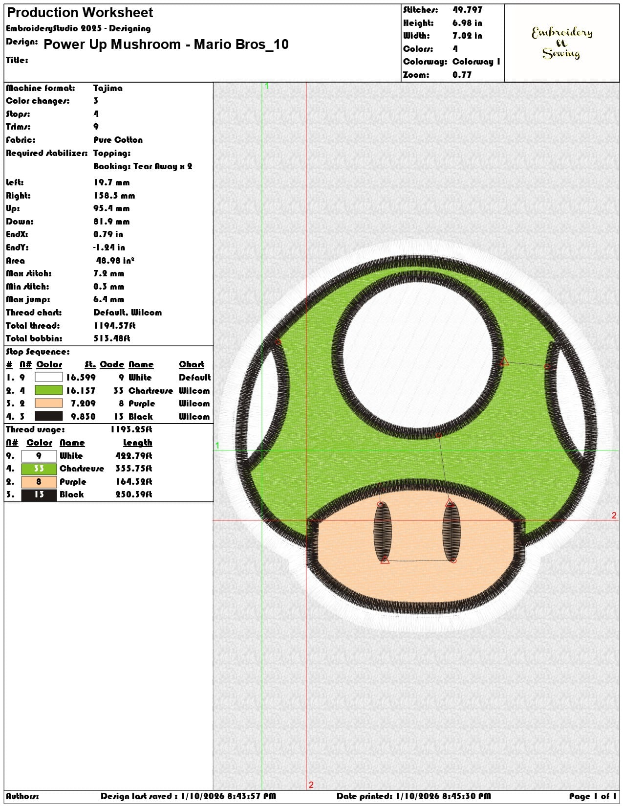 Power Up Mushroom Mario Bros  - Elegant embroidery design file - instant download — view 3