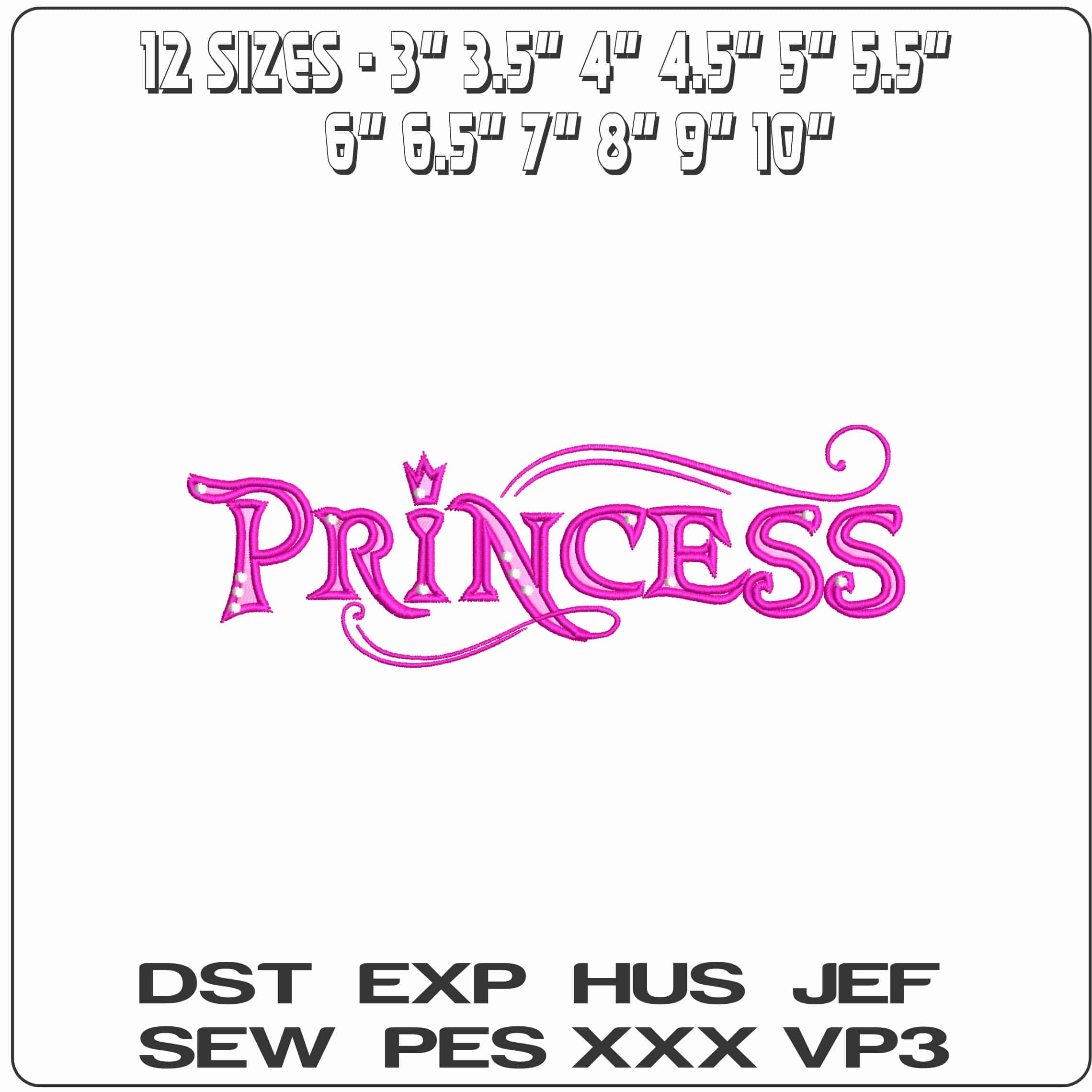 Princess  - Elegant embroidery design file - instant download — view 2