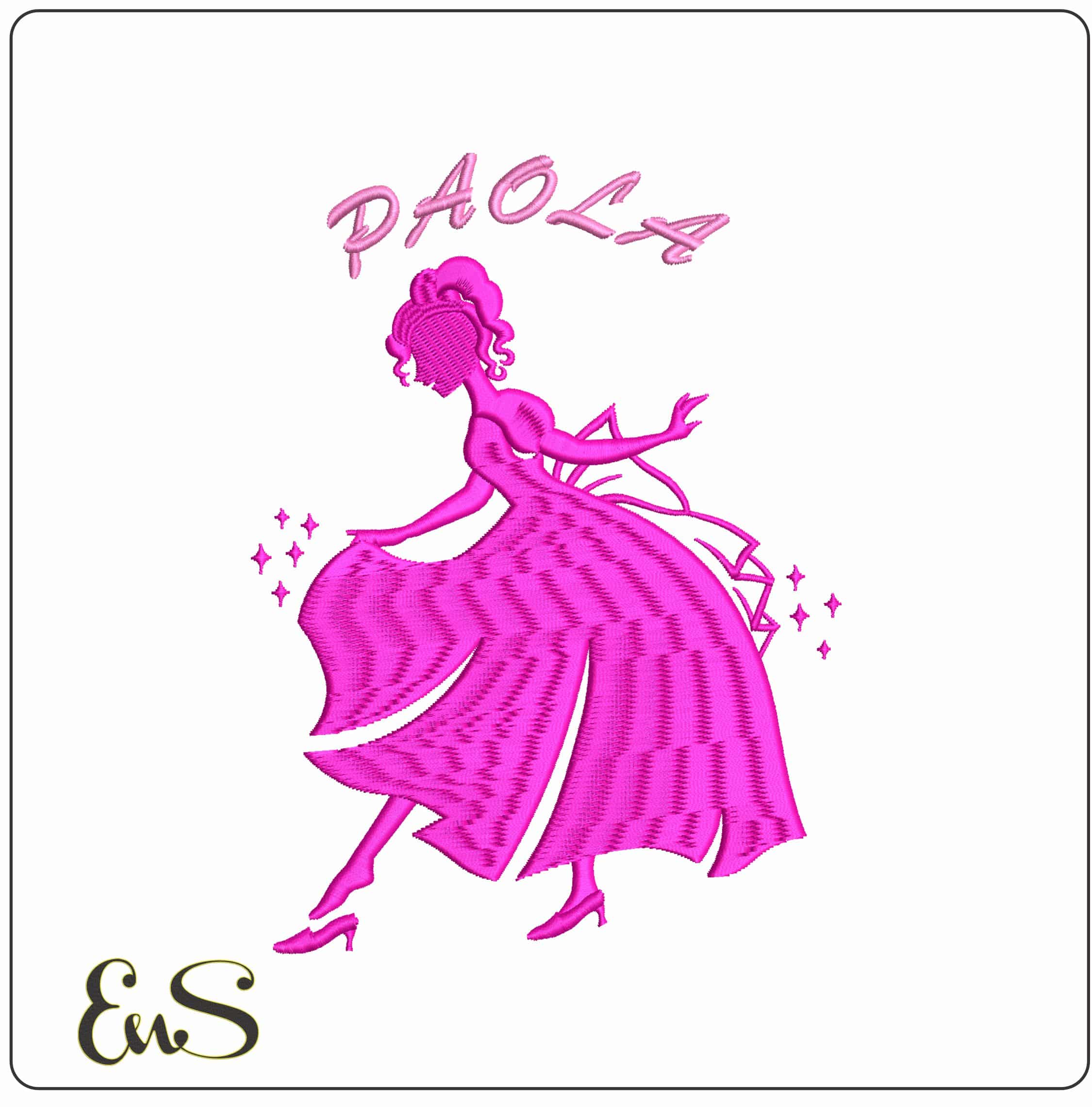 Princess Paola  - Elegant embroidery design file - instant download