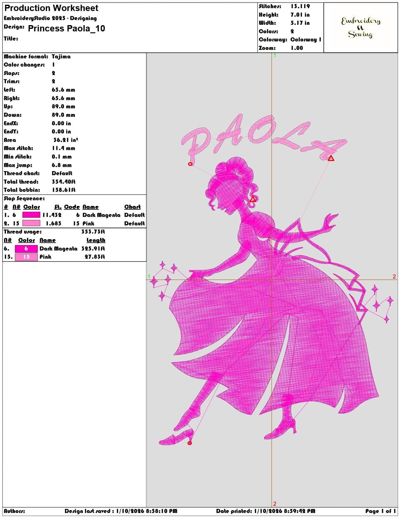 Princess Paola  - Elegant embroidery design file - instant download — view 3