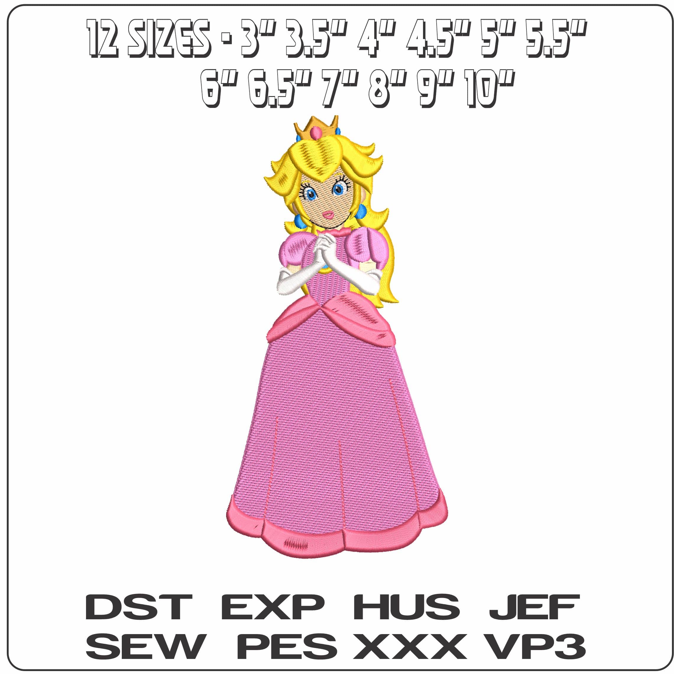 Princess Peach Super Mario  - Elegant embroidery design file - instant download — view 2