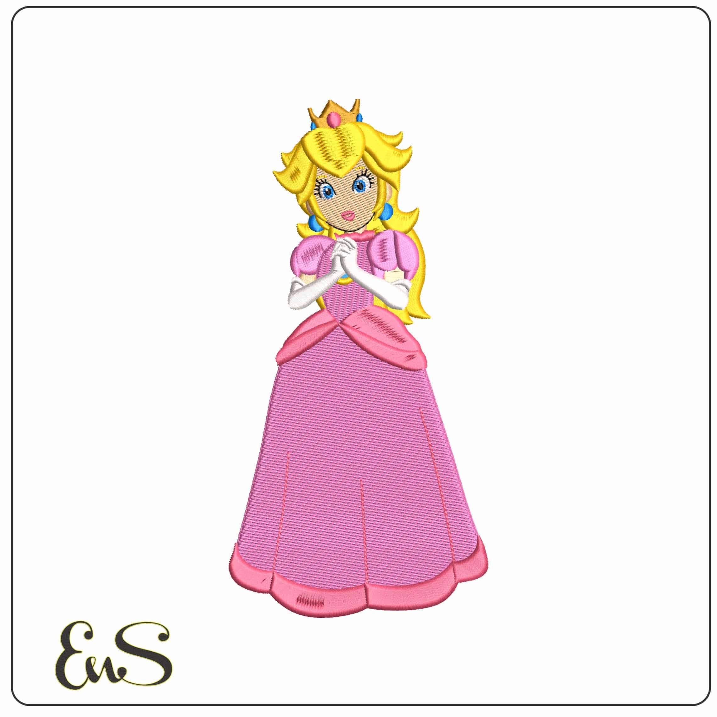 Princess Peach Super Mario  - Elegant embroidery design file - instant download