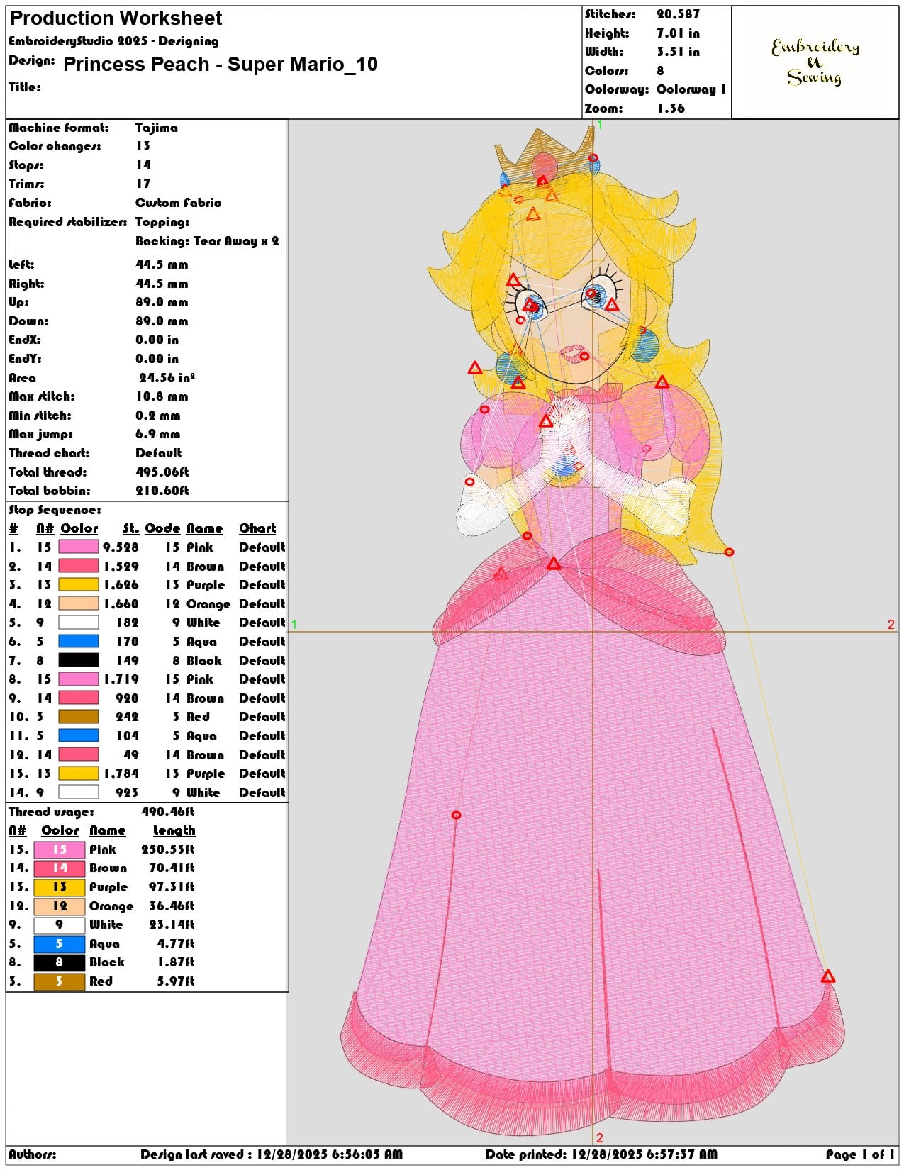 Princess Peach Super Mario  - Elegant embroidery design file - instant download — view 3