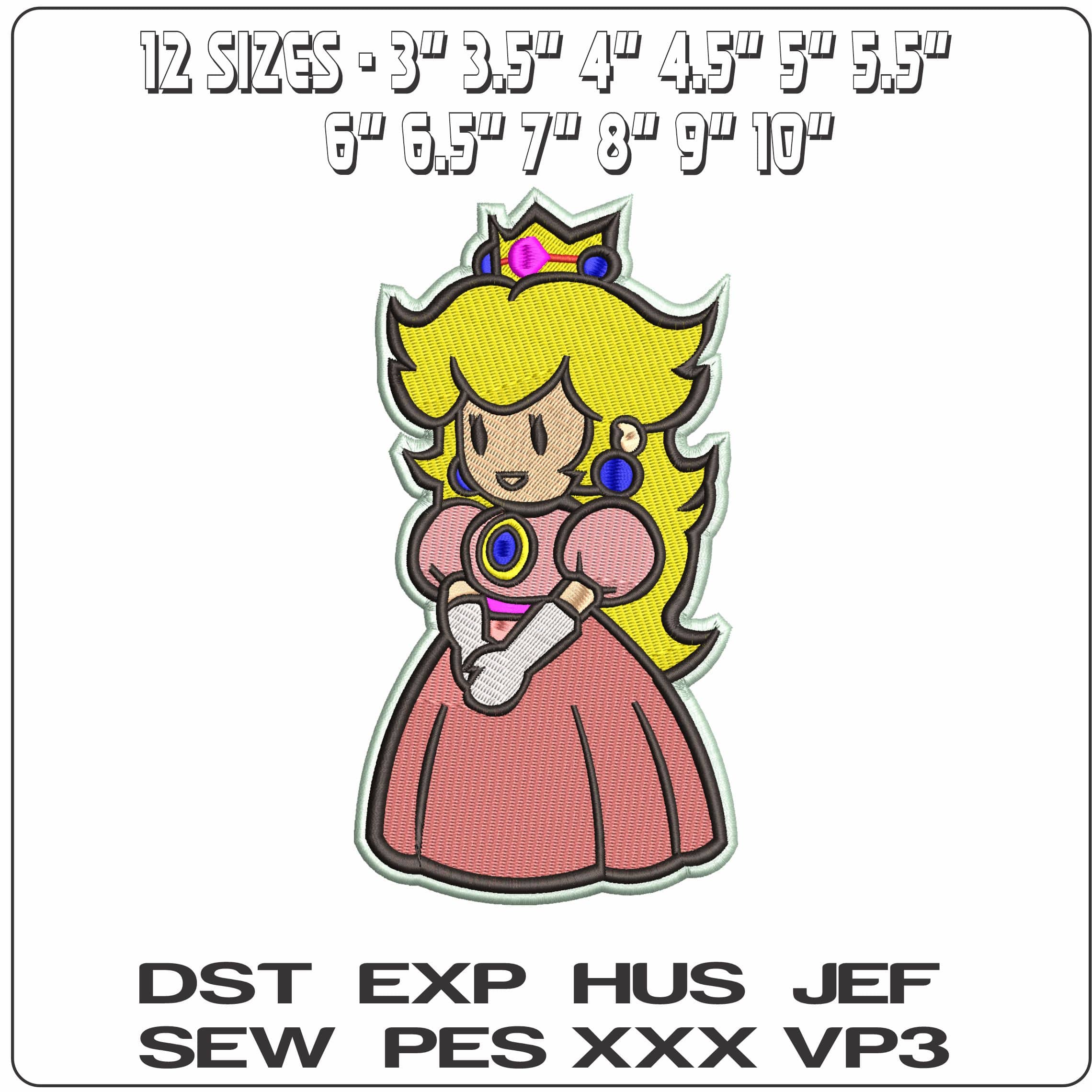 Princess Peach Posing Super Mario Bros  - Elegant embroidery design file - instant download — view 2