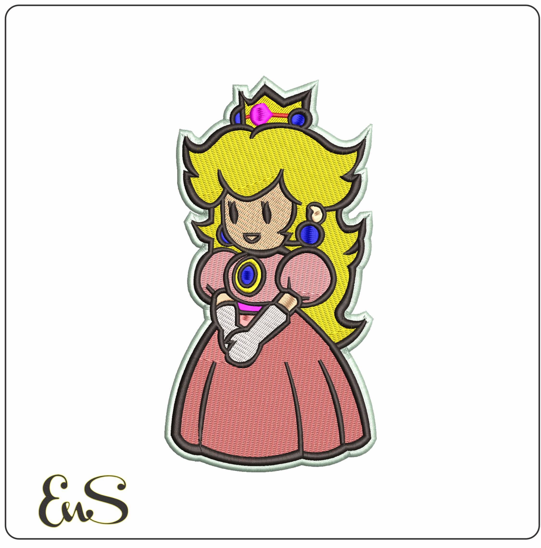 Princess Peach Posing Super Mario Bros  - Elegant embroidery design file - instant download