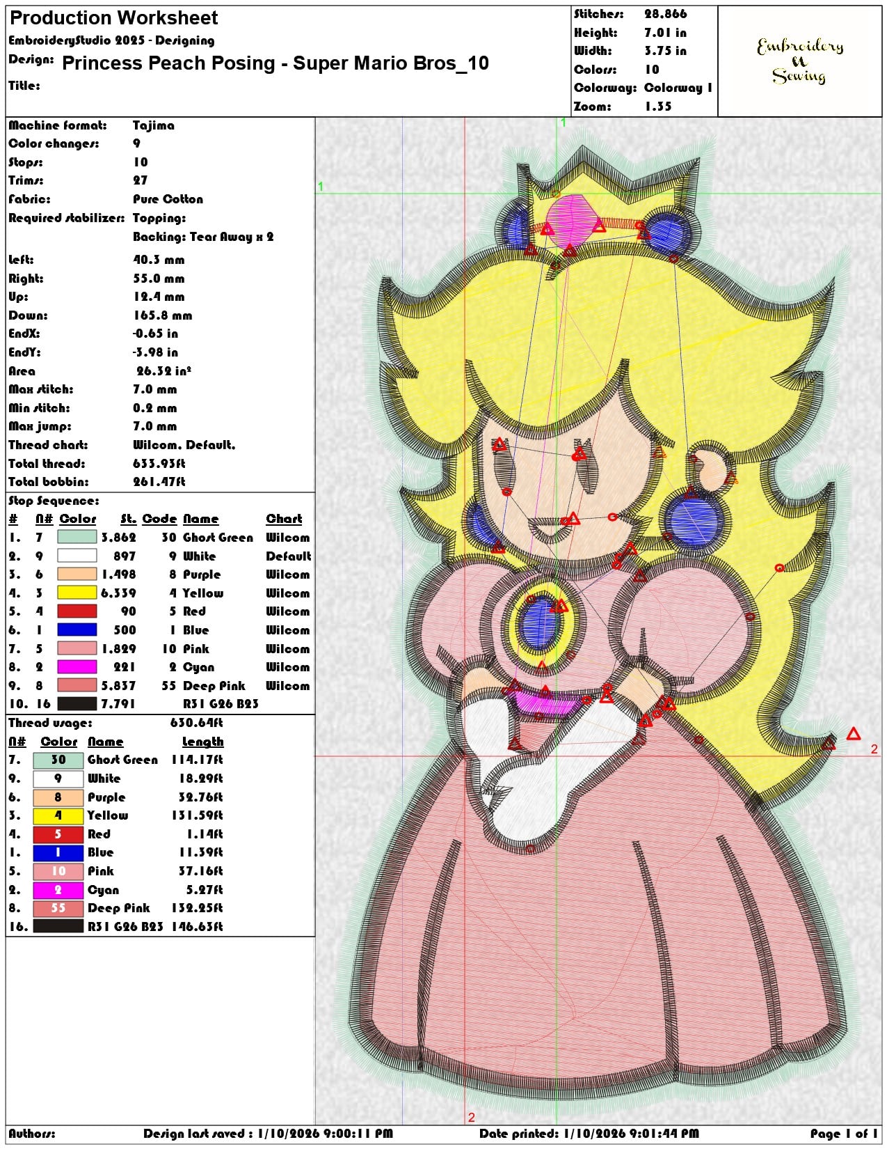 Princess Peach Posing Super Mario Bros  - Elegant embroidery design file - instant download — view 3