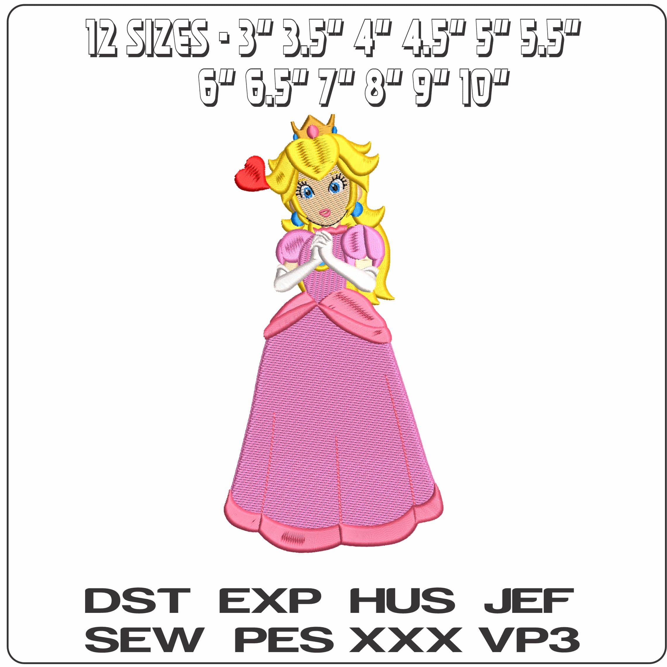 Princess Peach Super Mario Bros  - Elegant embroidery design file - instant download — view 2