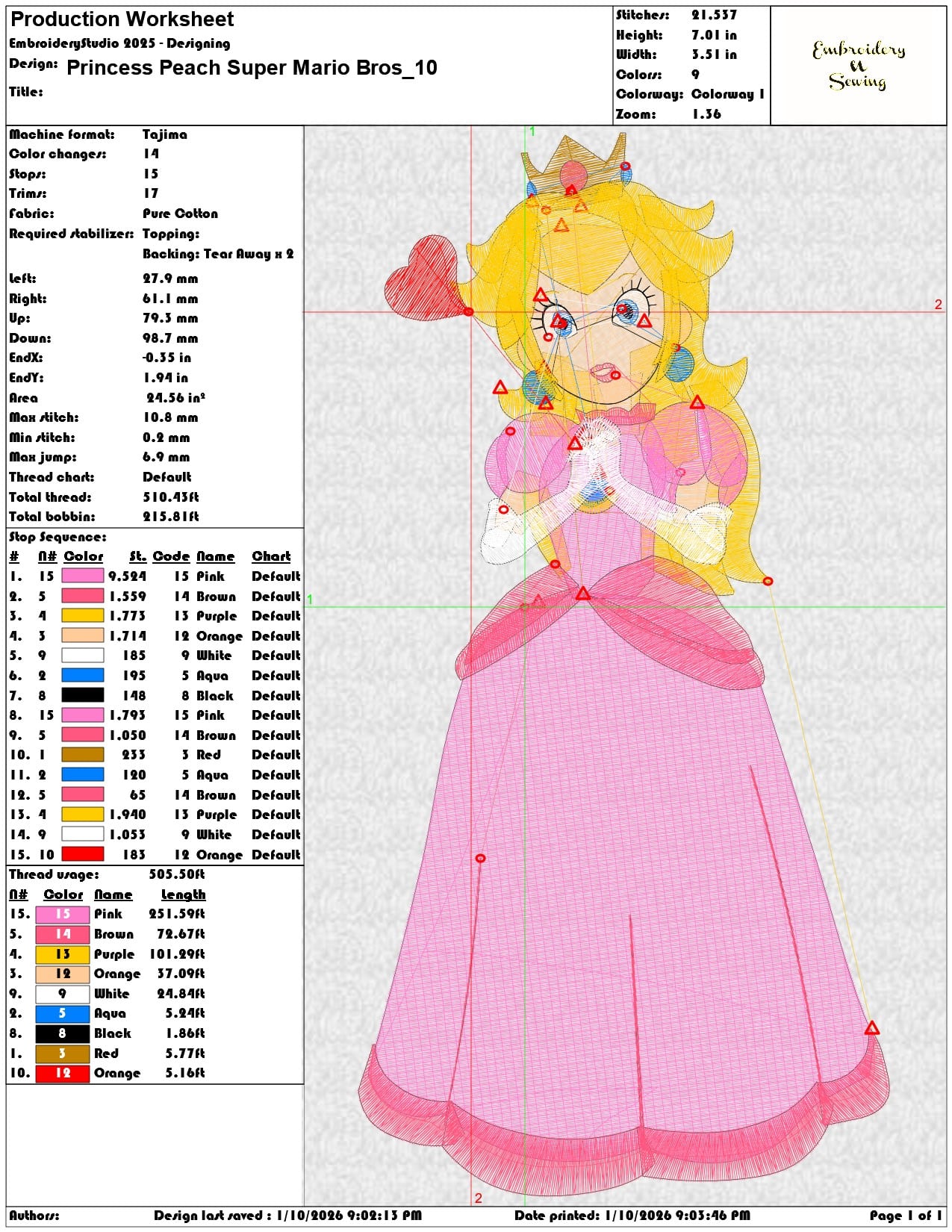 Princess Peach Super Mario Bros  - Elegant embroidery design file - instant download — view 3