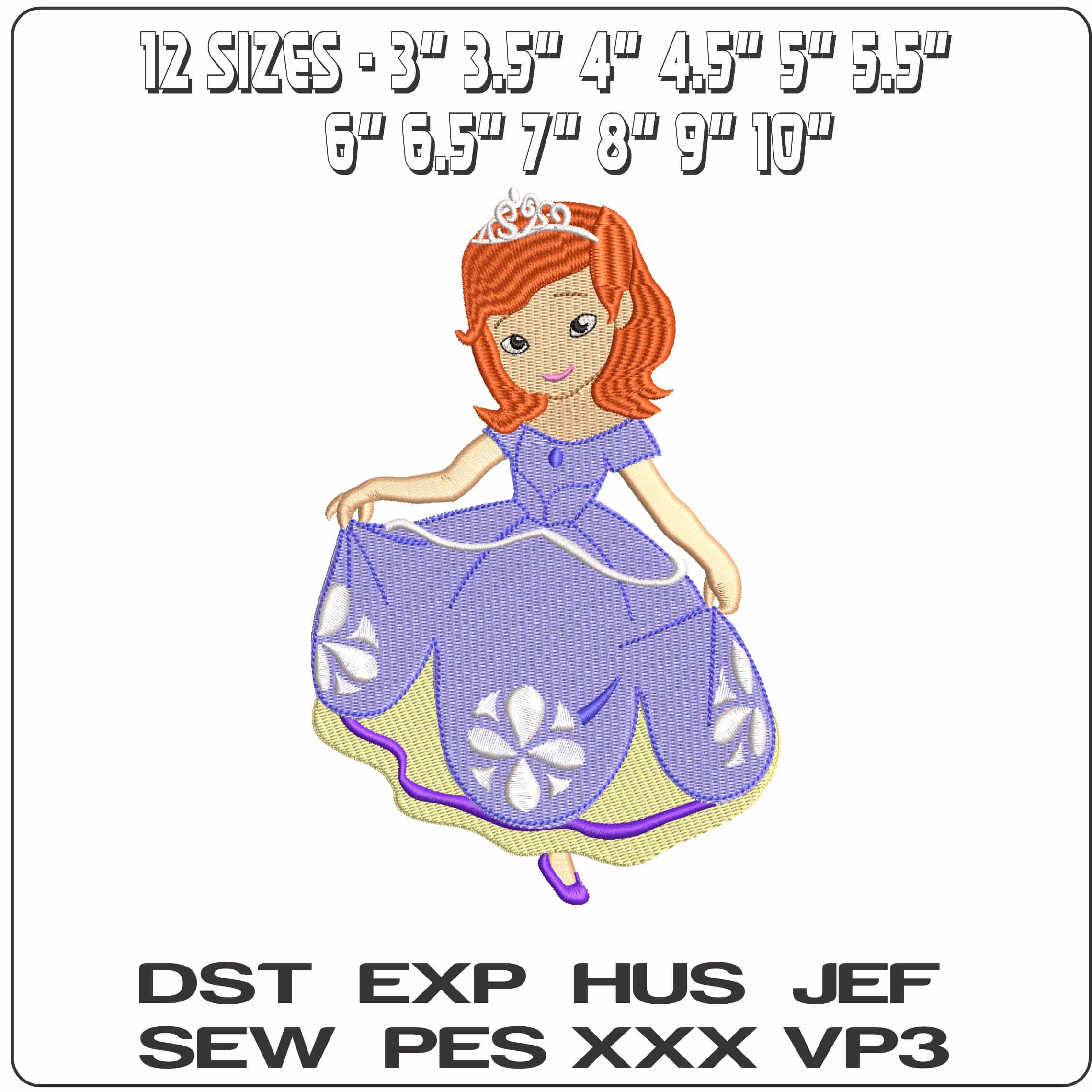 Princess Sofia  - Elegant embroidery design file - instant download — view 2