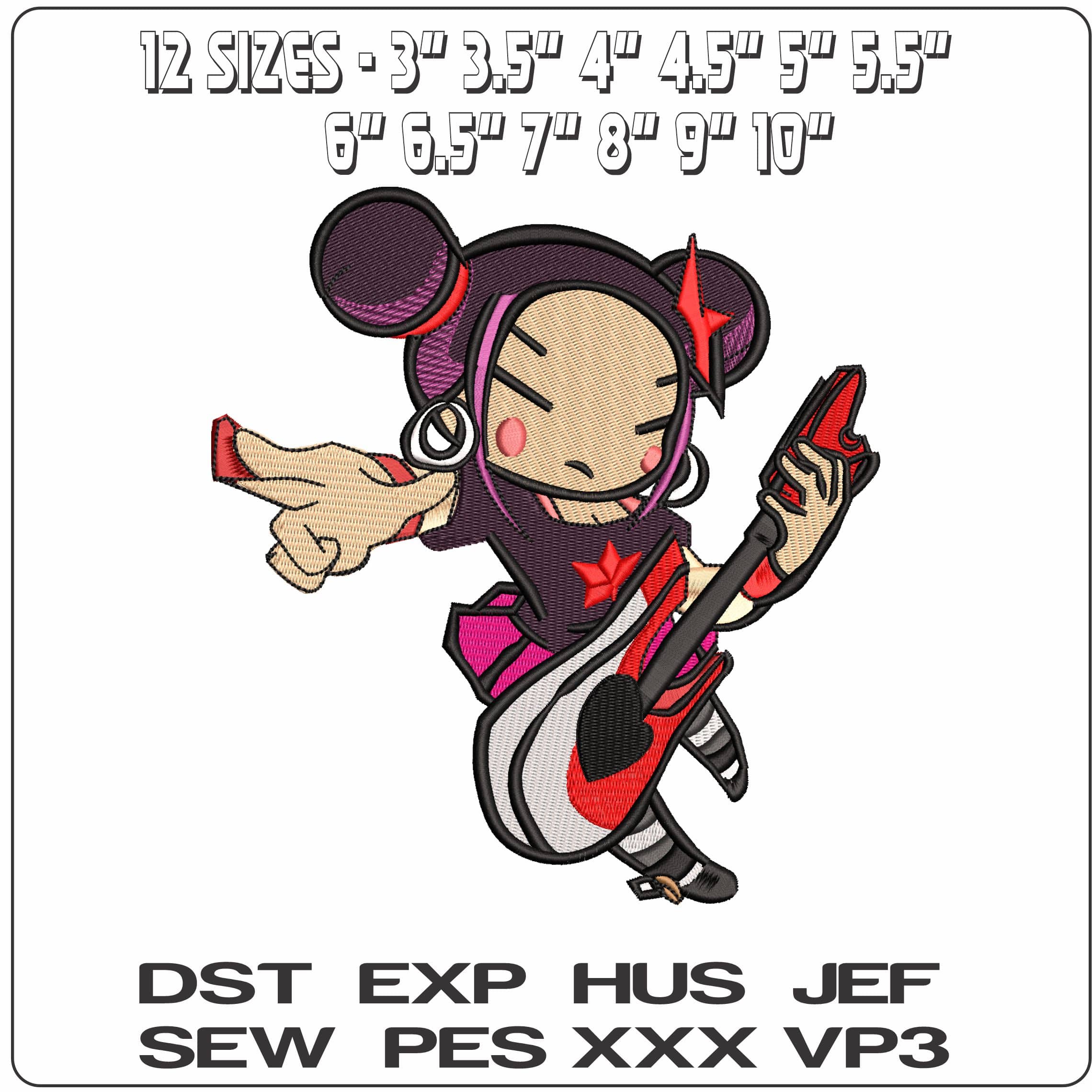 Pucca Rock Star Korean TV  - Elegant embroidery design file - instant download — view 2